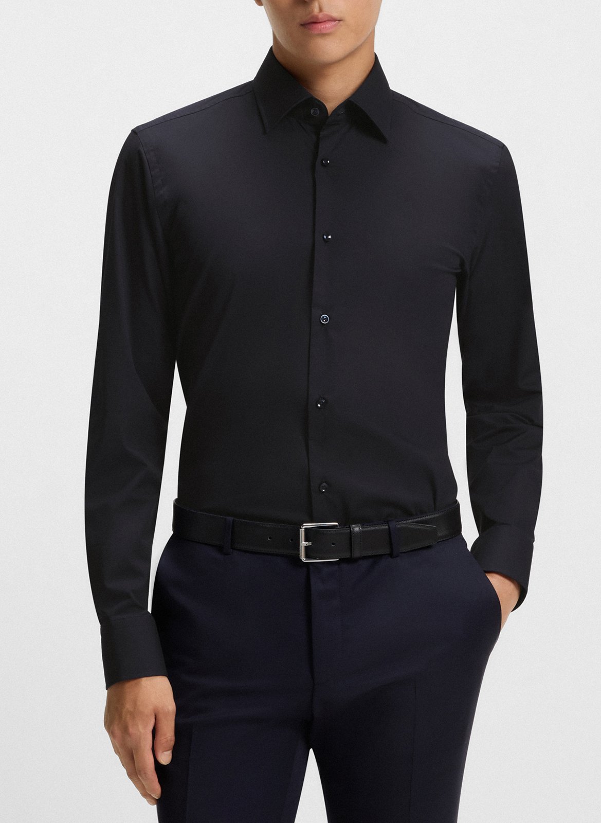 Chemise slim fit en coton mélangé BOSS Bleu