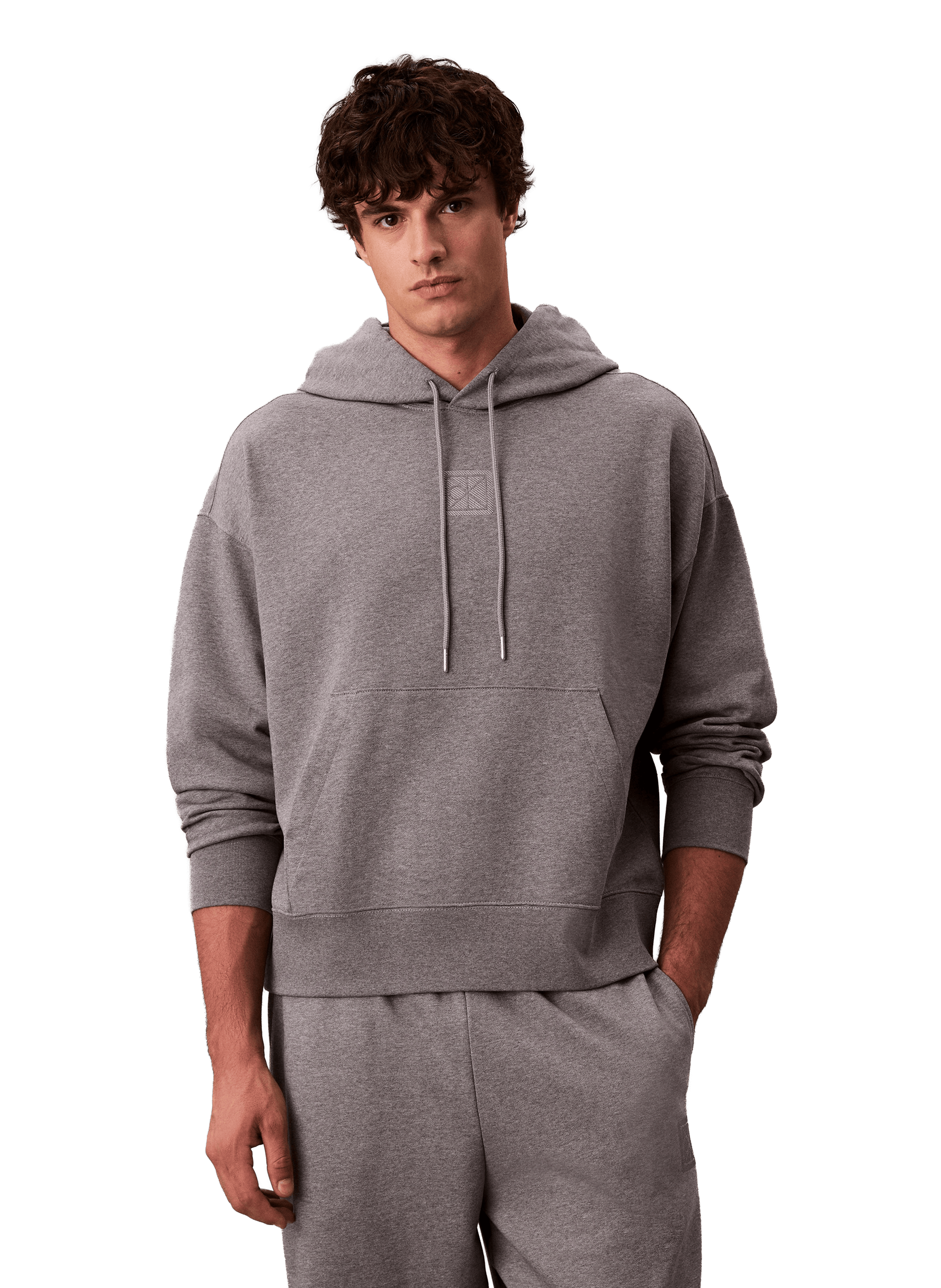 Cotton fleece-blend hoodie CALVIN KLEIN Grey