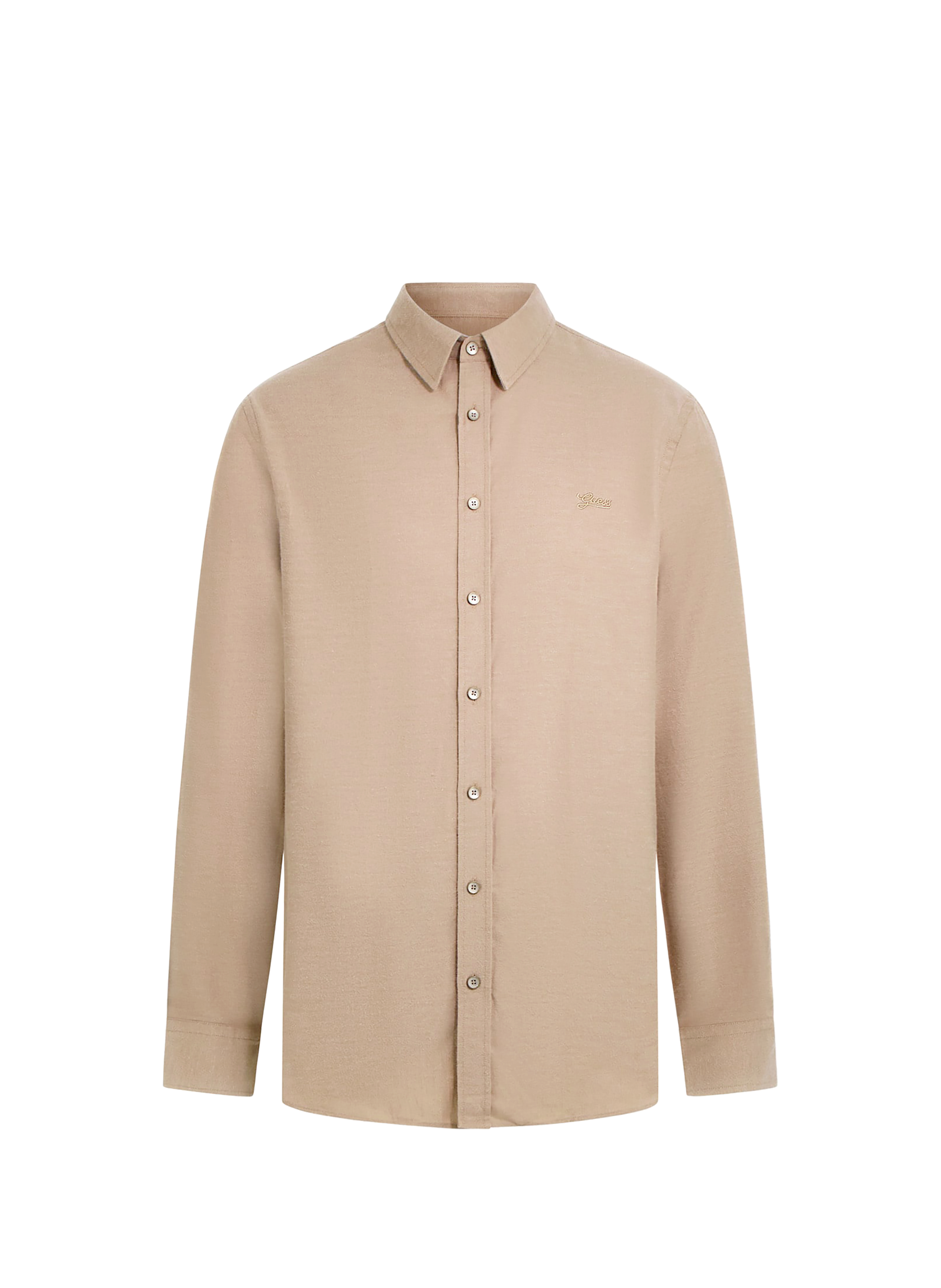 Chemise col classique manches contrastantes en coton GUESS Brown
