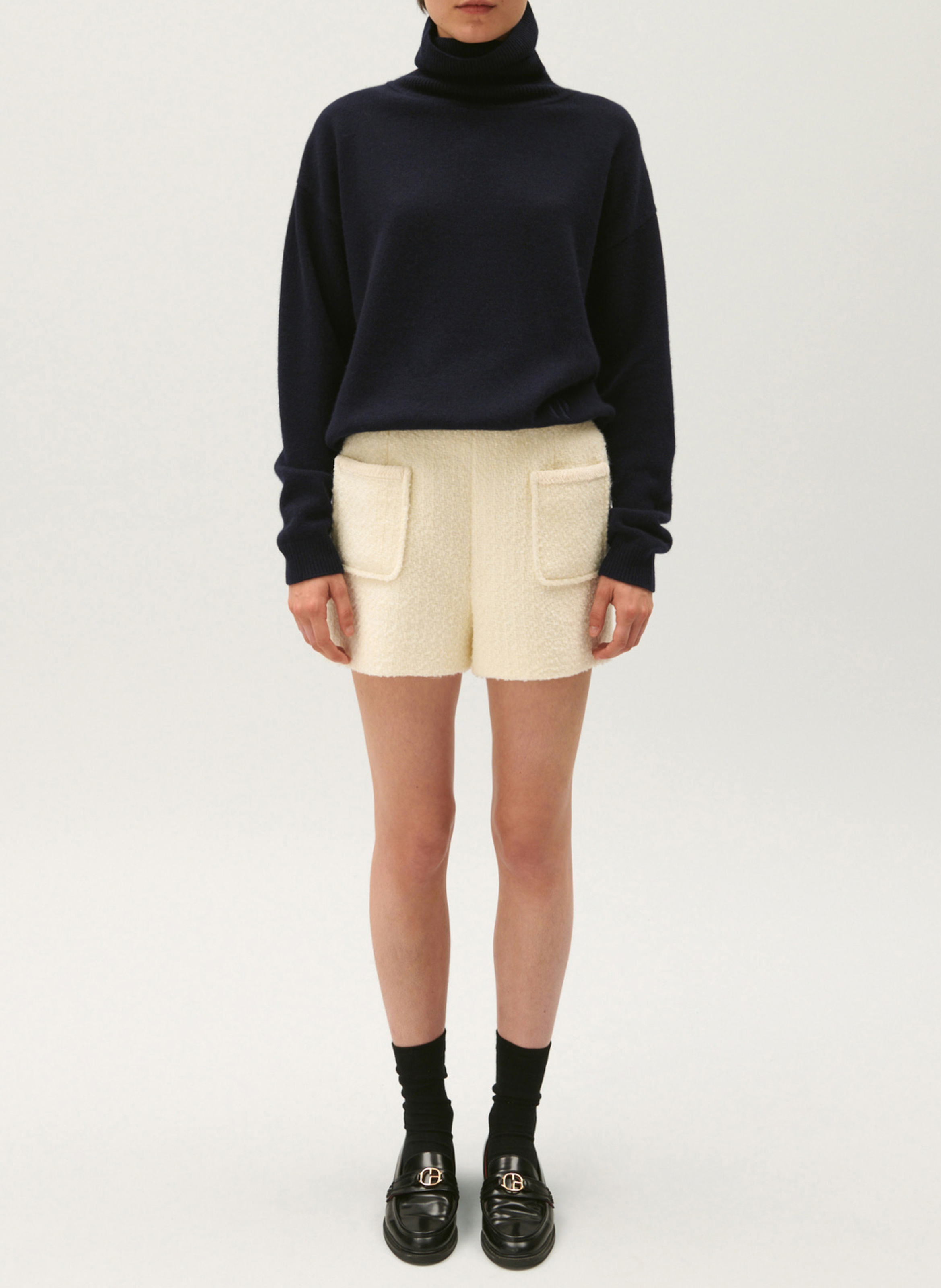 Pull col roulé droit en cachemire CLAUDIE PIERLOT Bleu