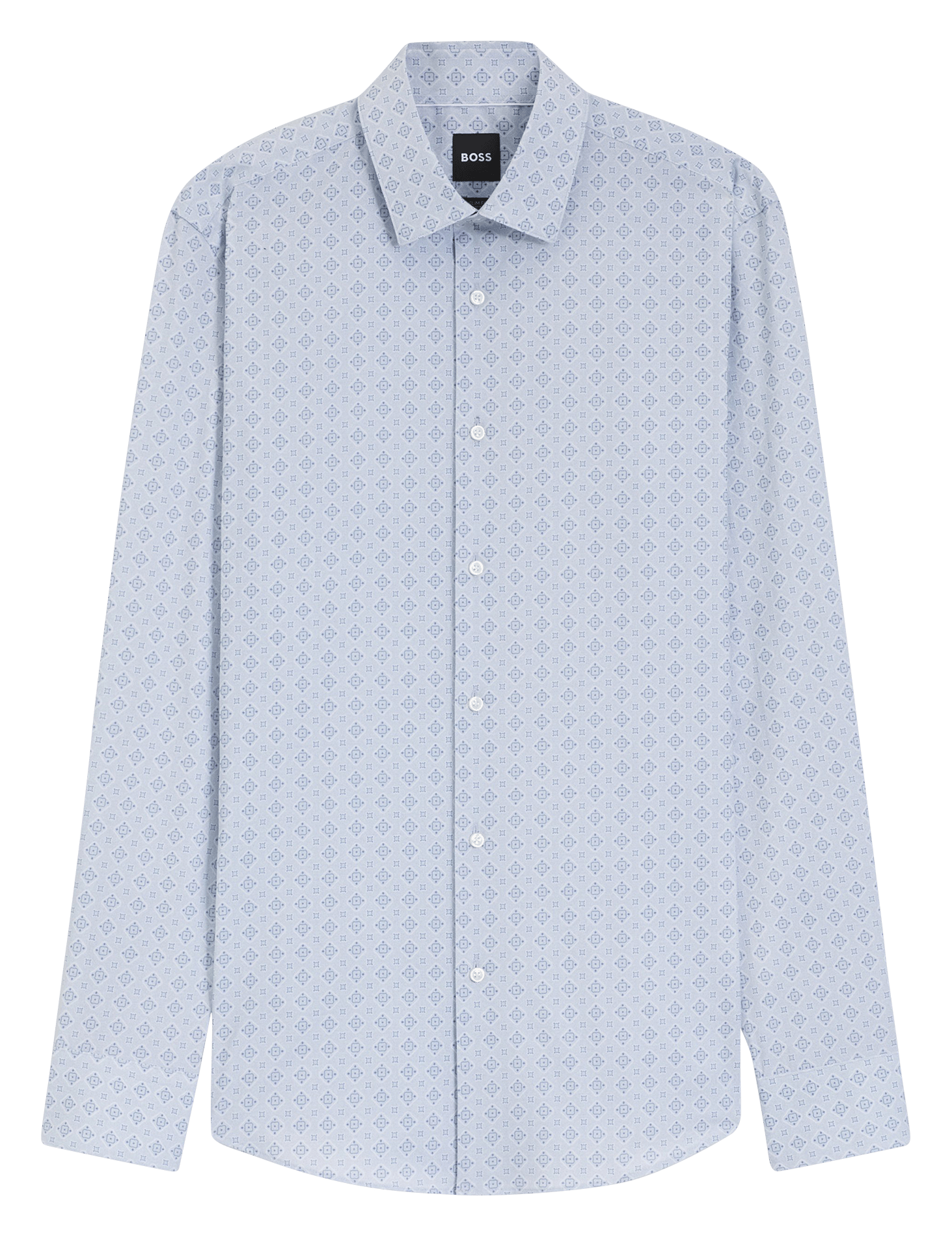 Chemise droite imprimée en coton mélangé BOSS Bleu