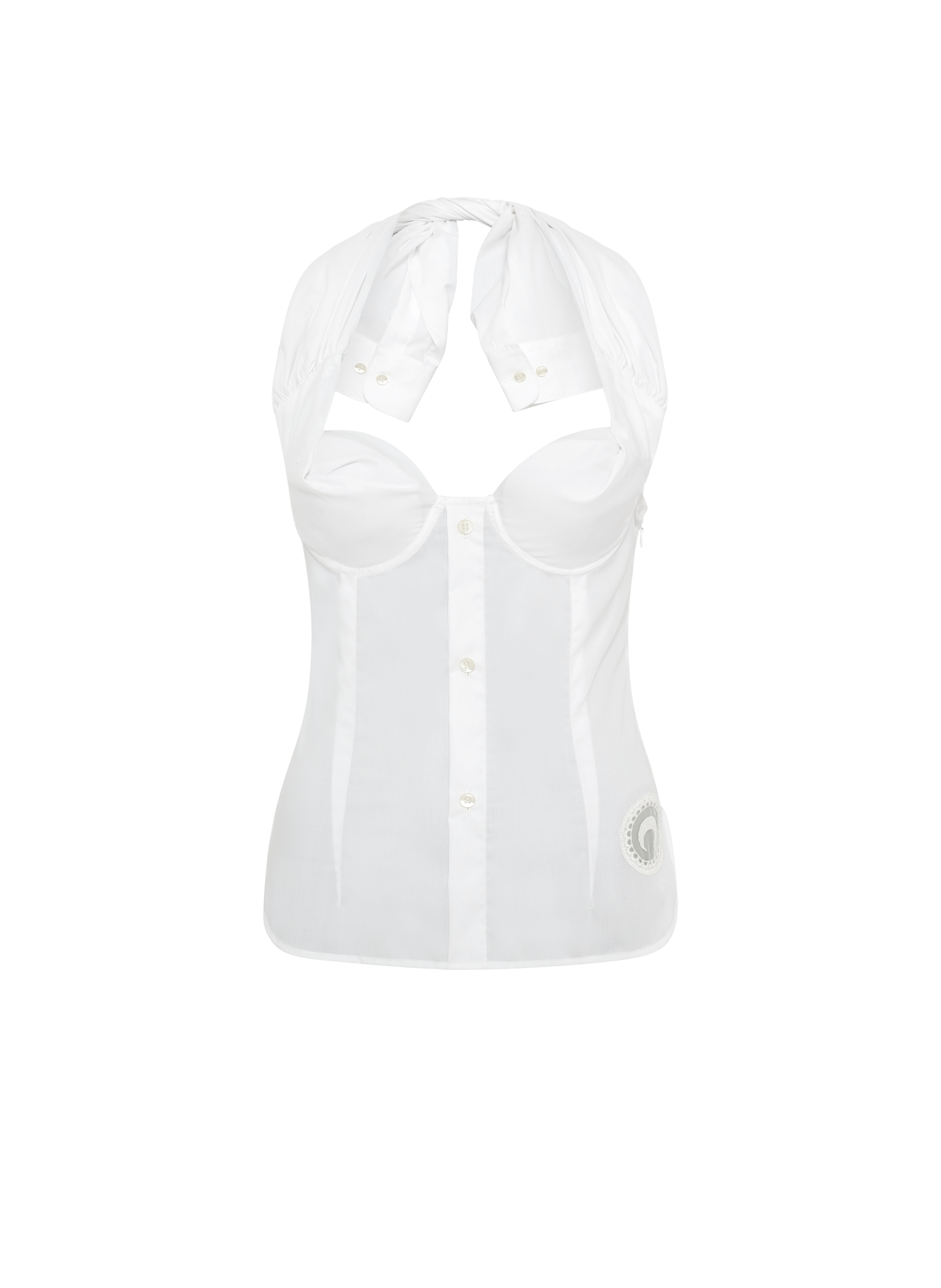 Haut dos nu en chemises upcyclées MARINE SERRE Blanc