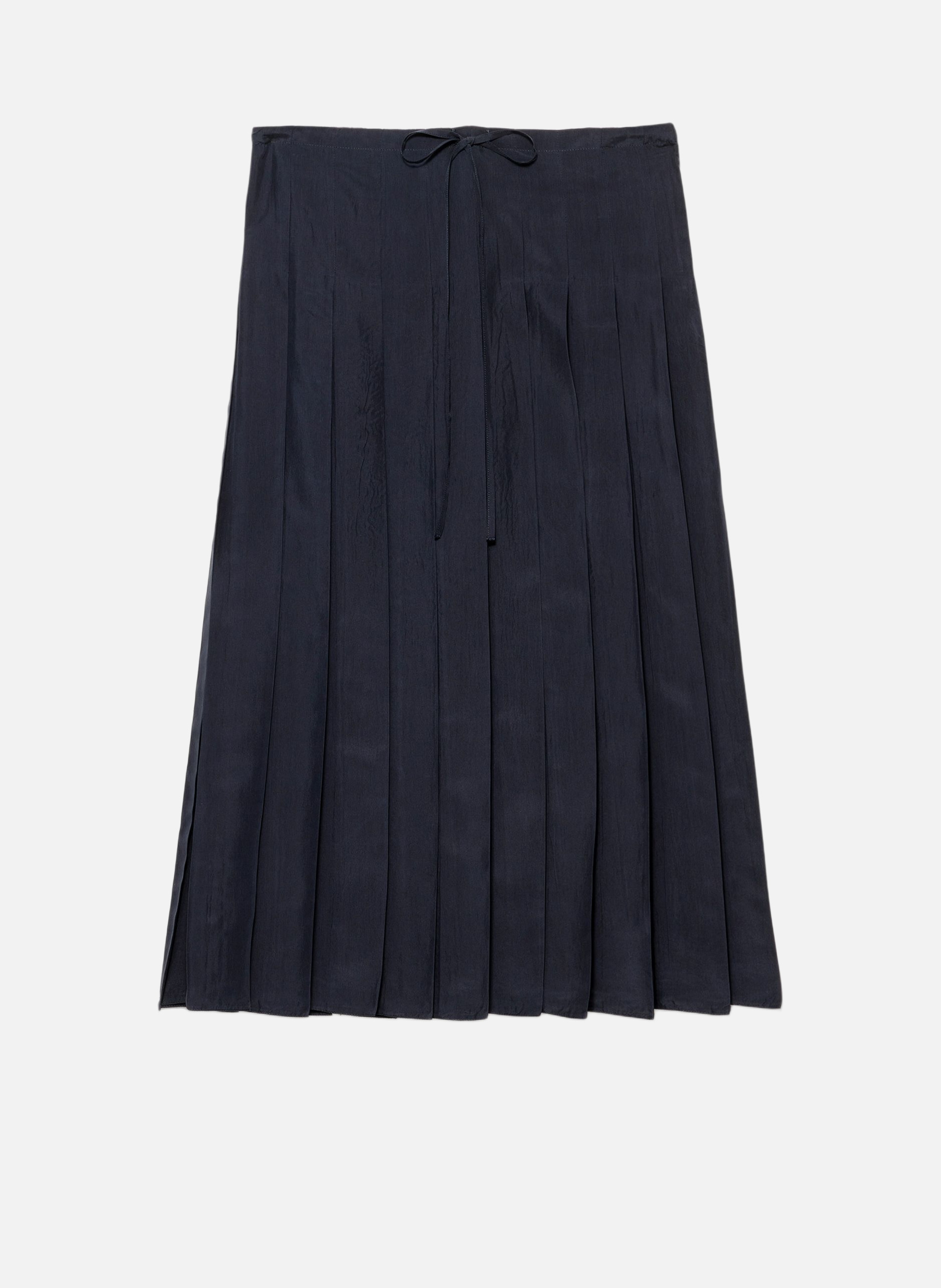 Jupe mi-longue plissée en soie PRADA Bleu