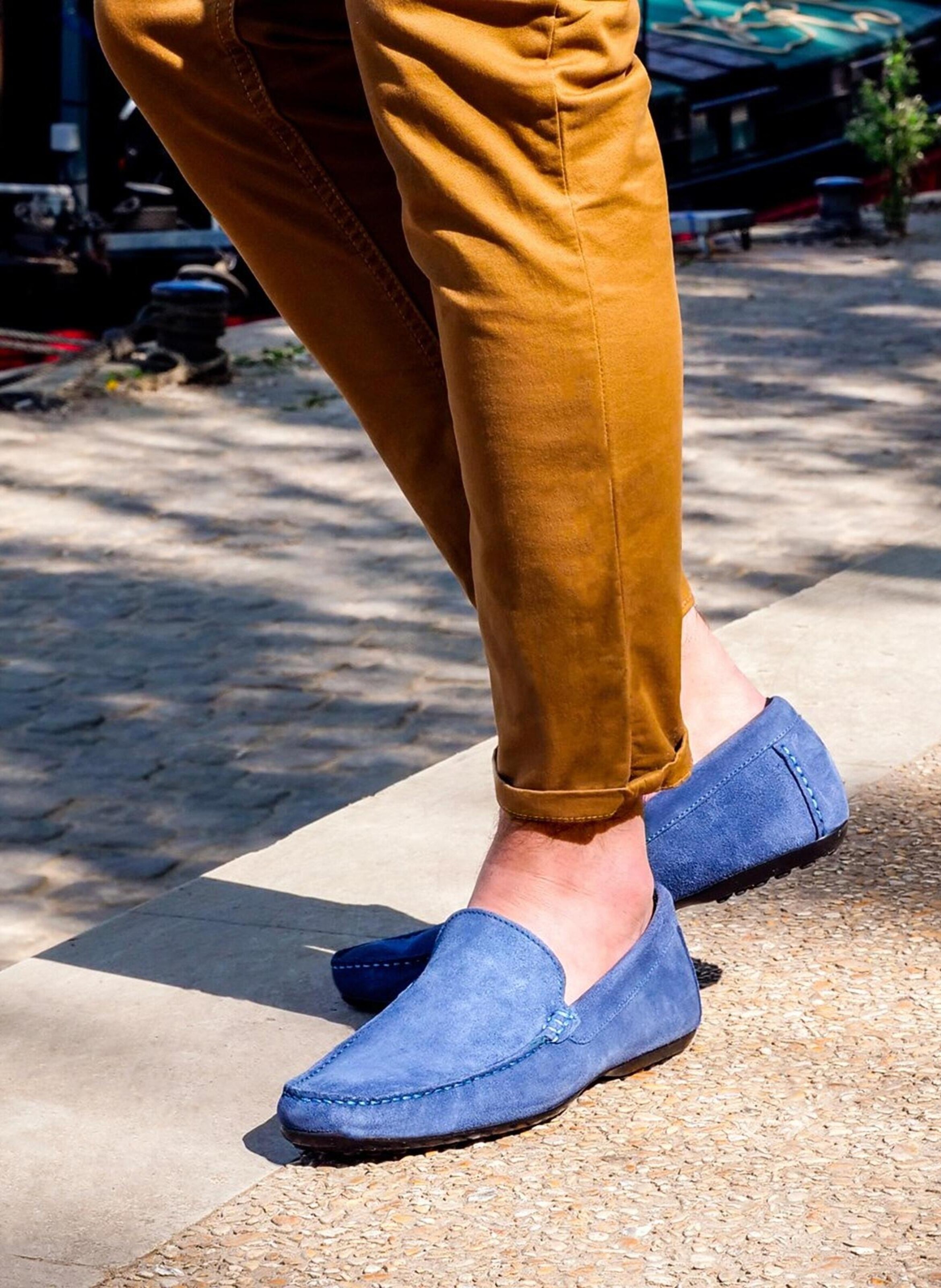 Mocassins daim dandy FINSBURY Bleu