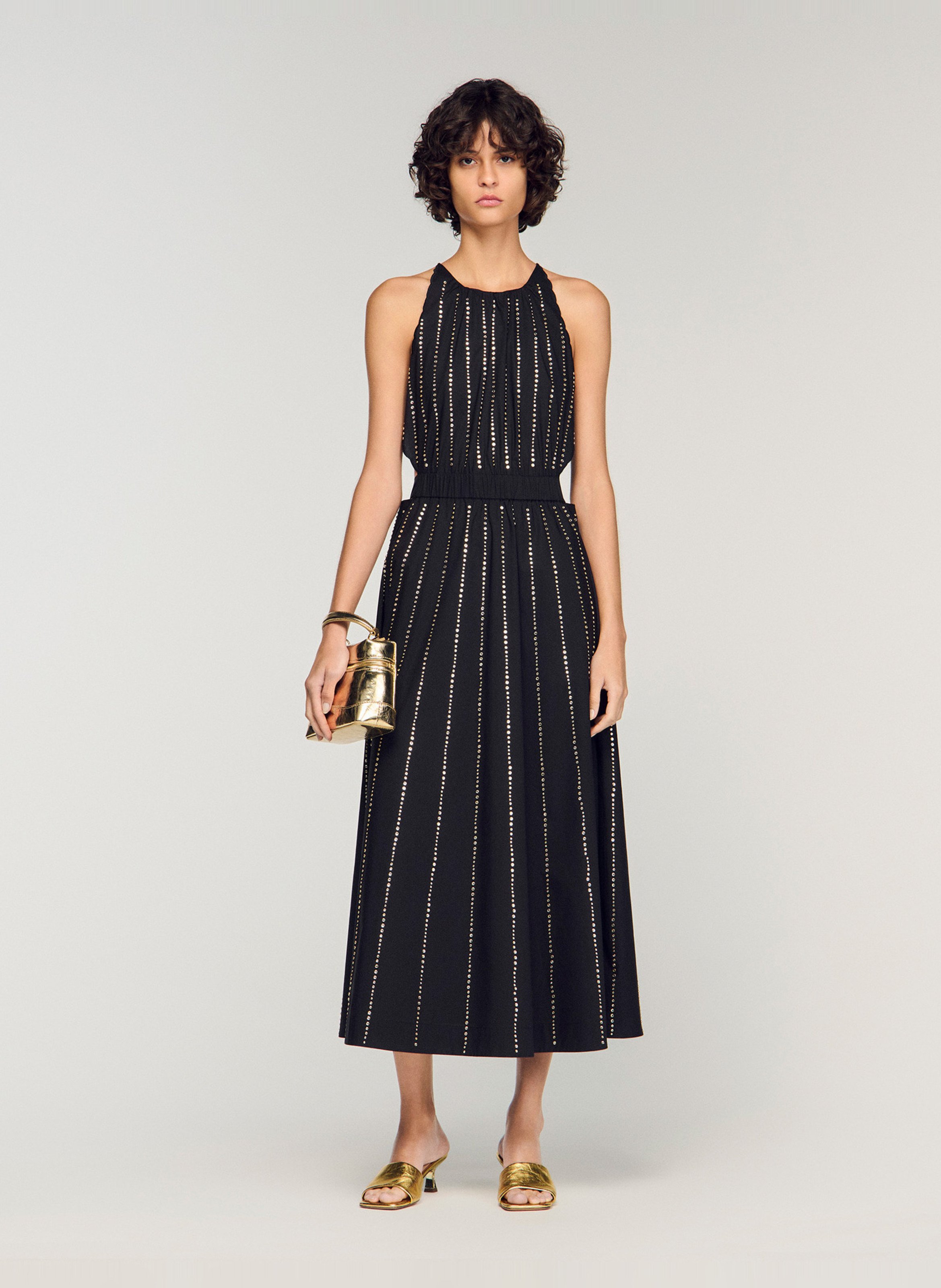 Robe midi col rond SANDRO Noir