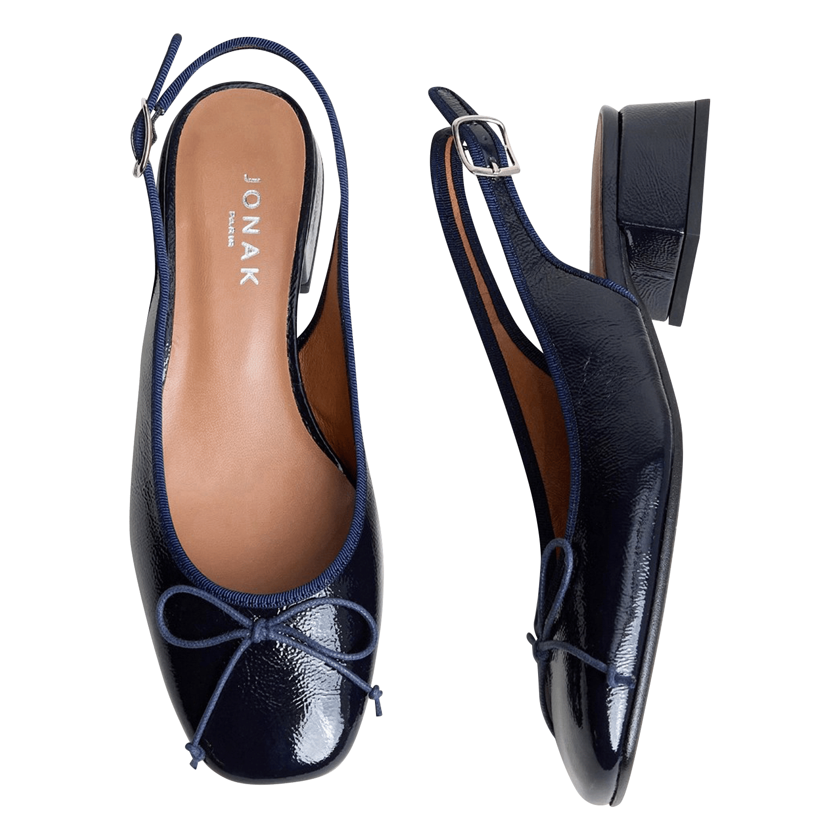 Ballerines slingbacks en cuir vernis dybilo JONAK Bleu