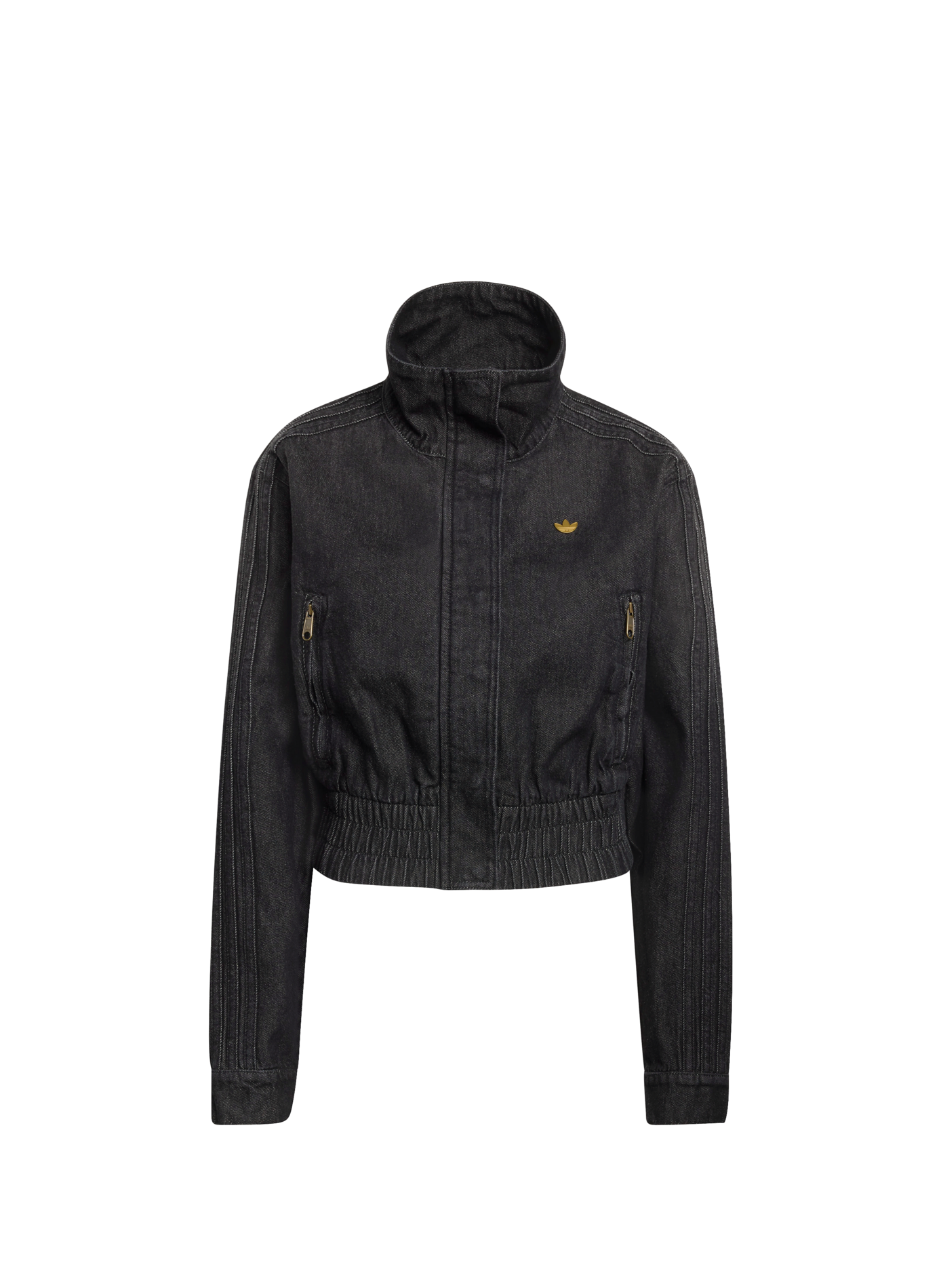 Veste de survêtement en denim de coton ADIDAS Noir