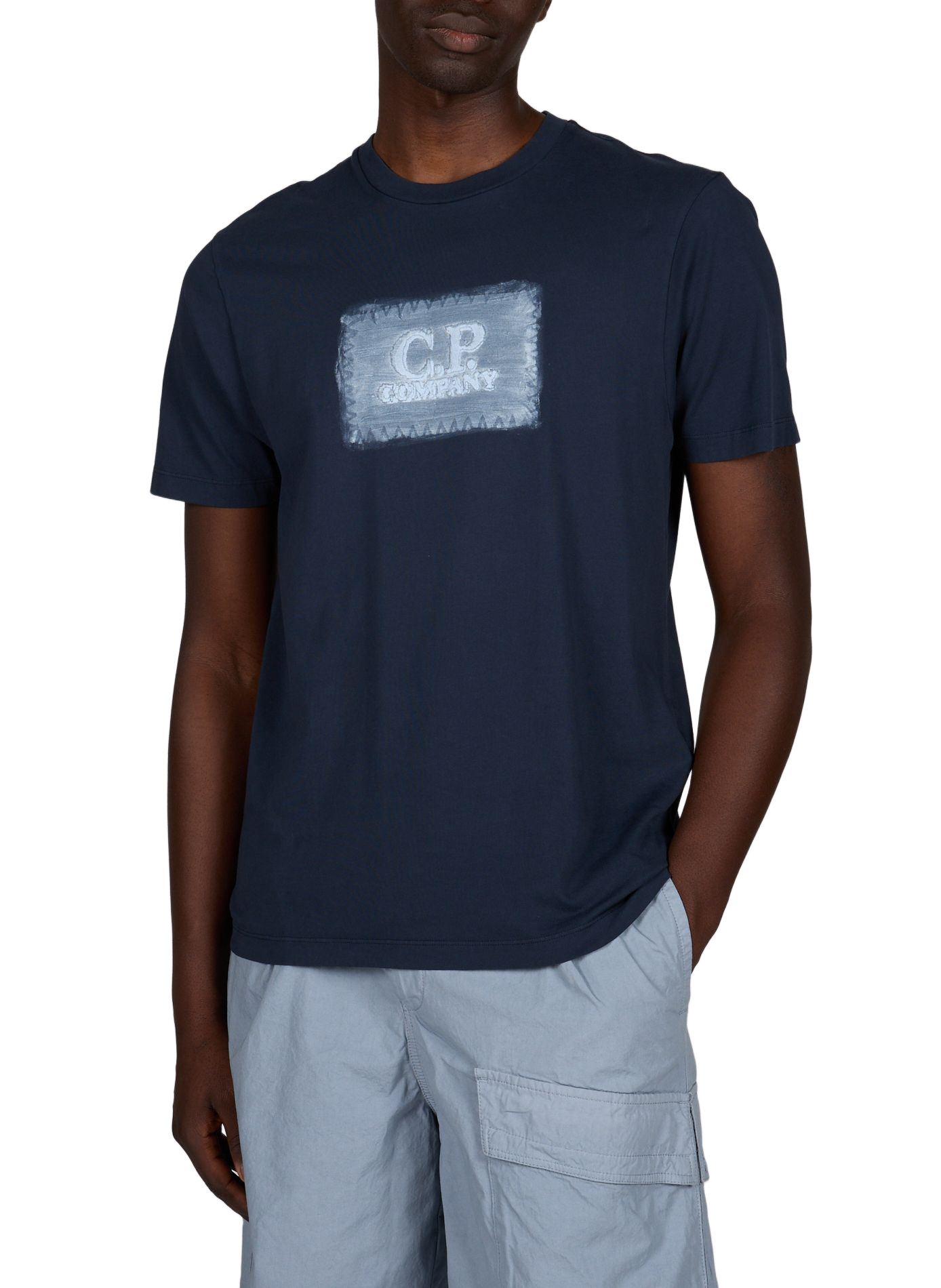 Biker-style cotton t-shirt CP COMPANY Blue