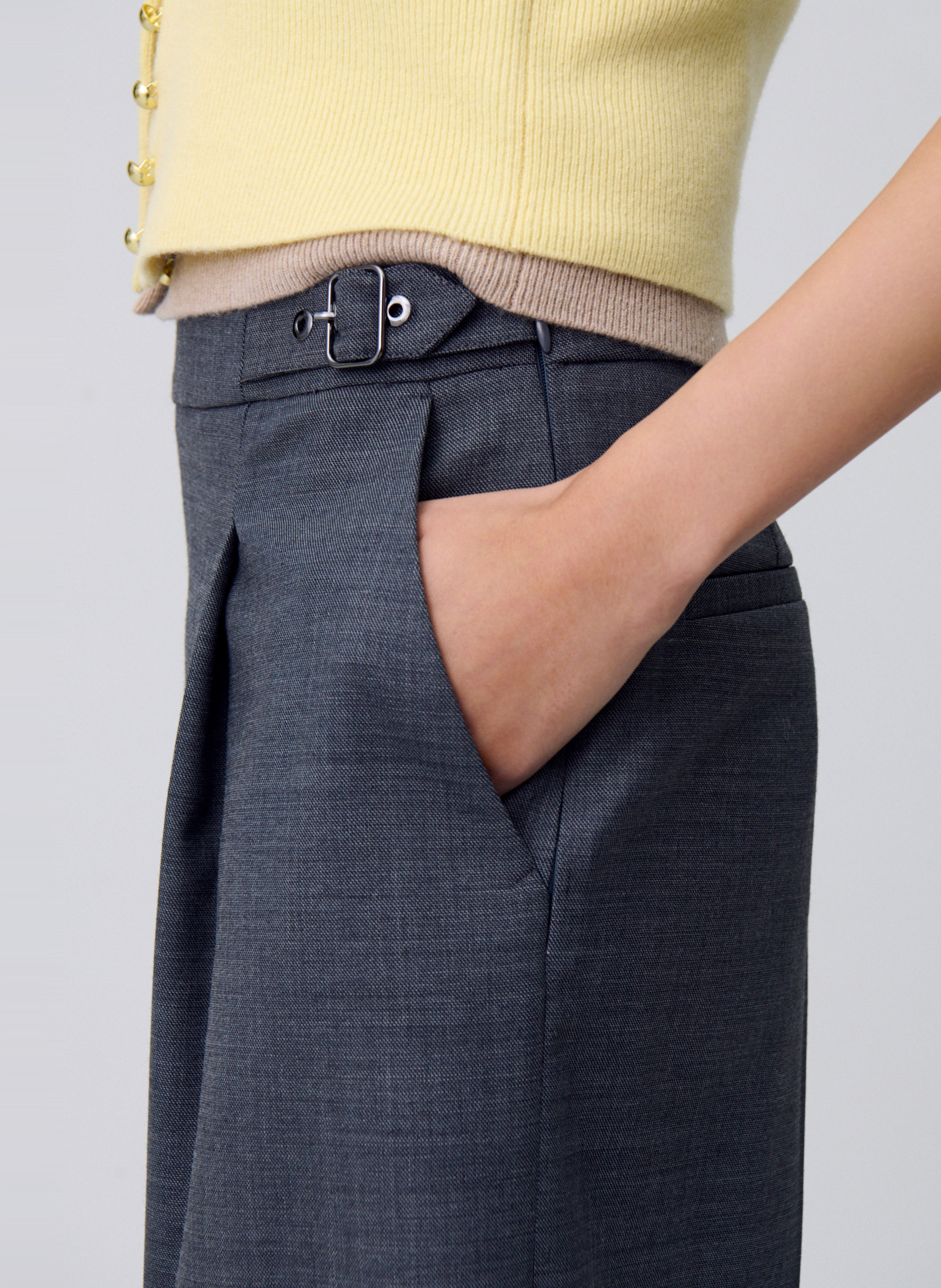 Bermuda large en laine mélangée CLAUDIE PIERLOT Gris