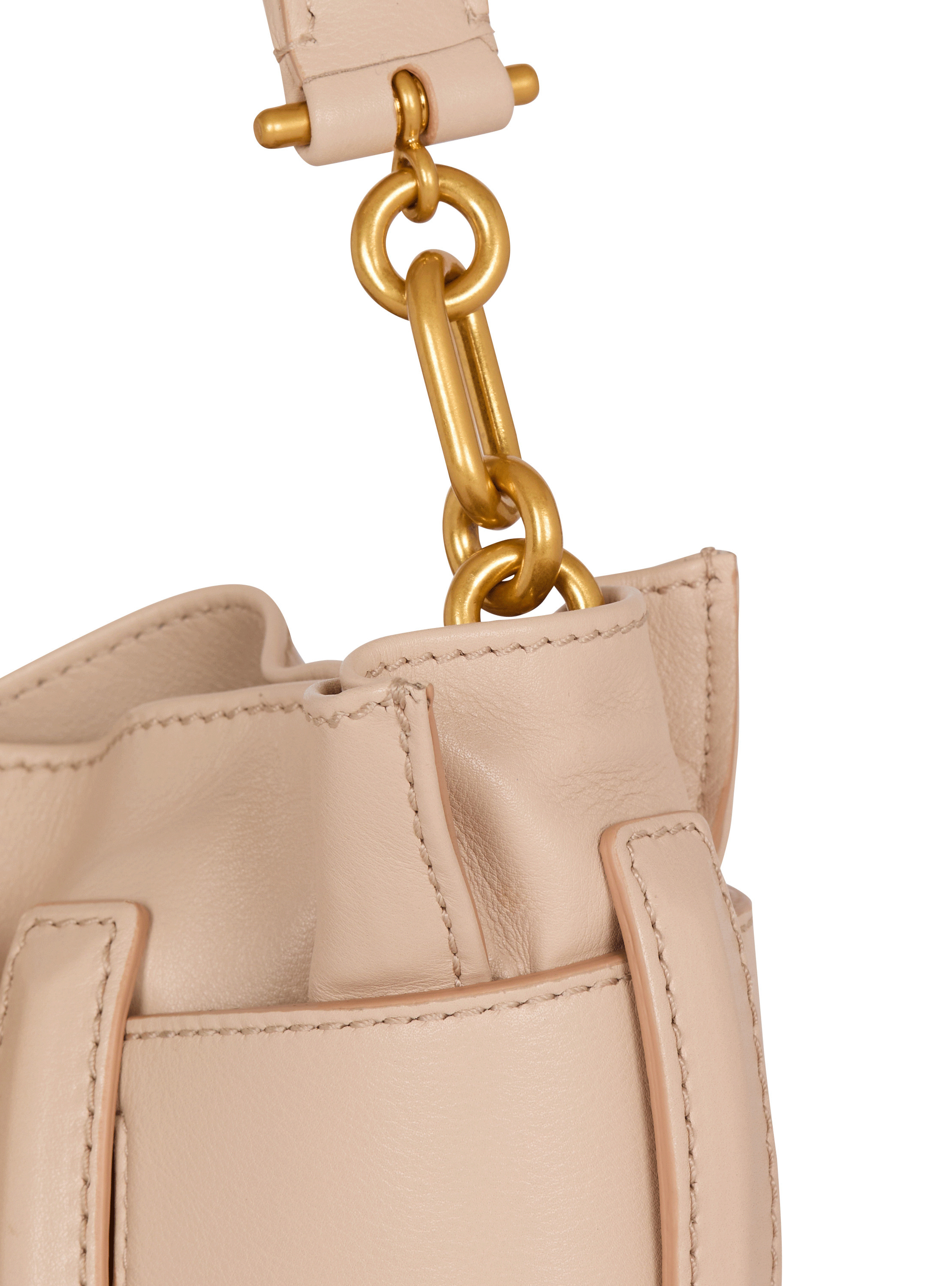 Sac anthem small shoulder en cuir de veau BALMAIN Beige