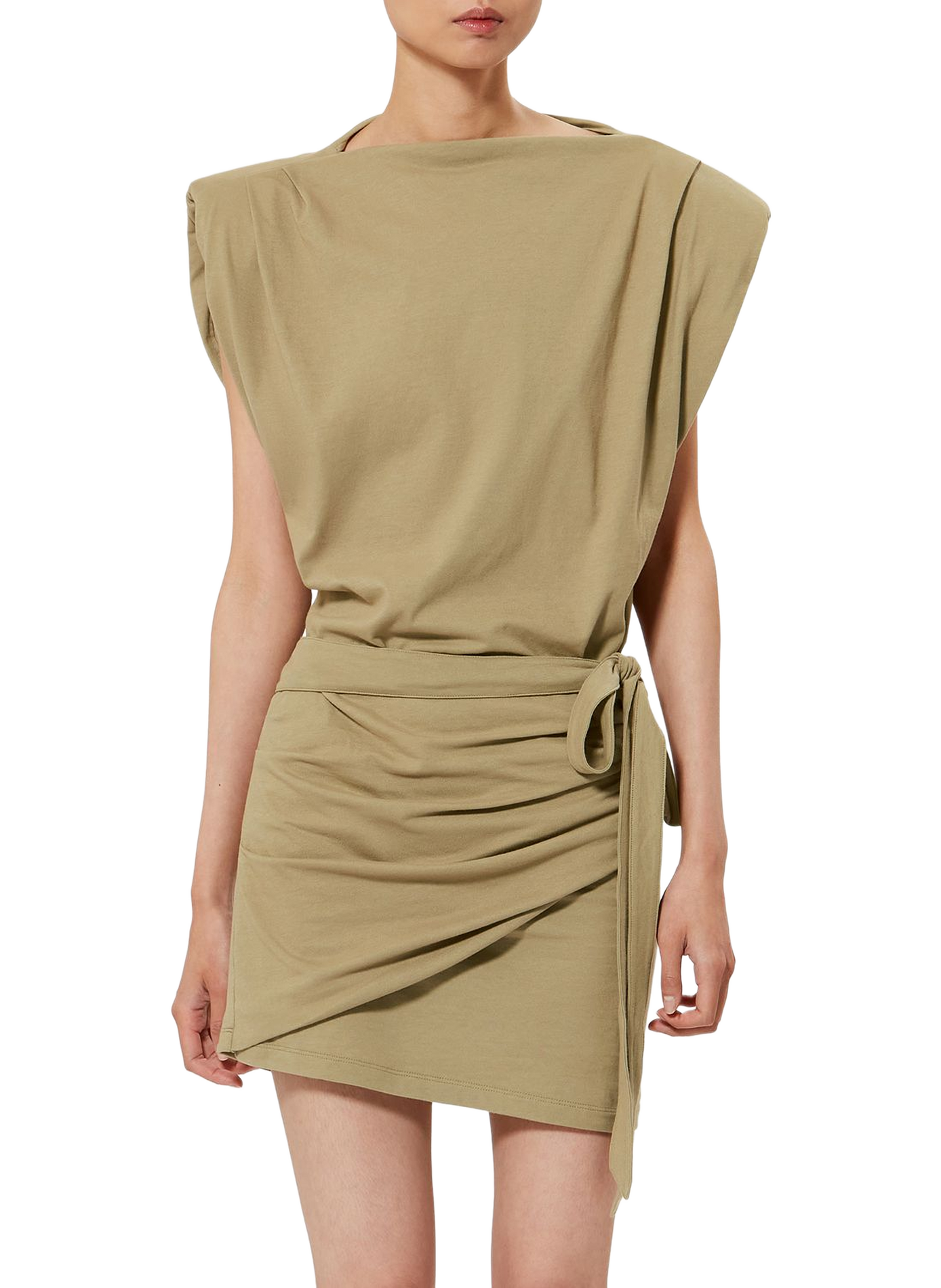 Short draped dress Marielle in cotton jersey ISABEL MARANT Brown