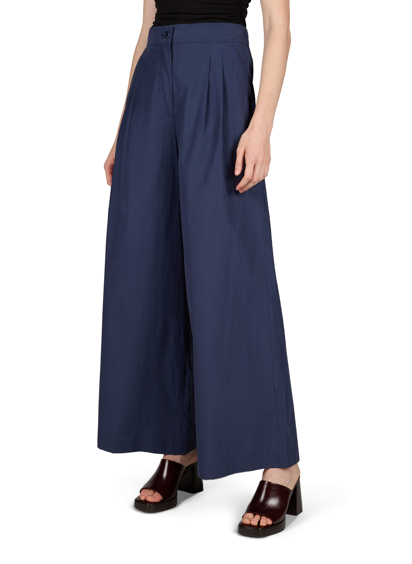 Pleated solid cotton trousers MAX MARA WEEK END Blue