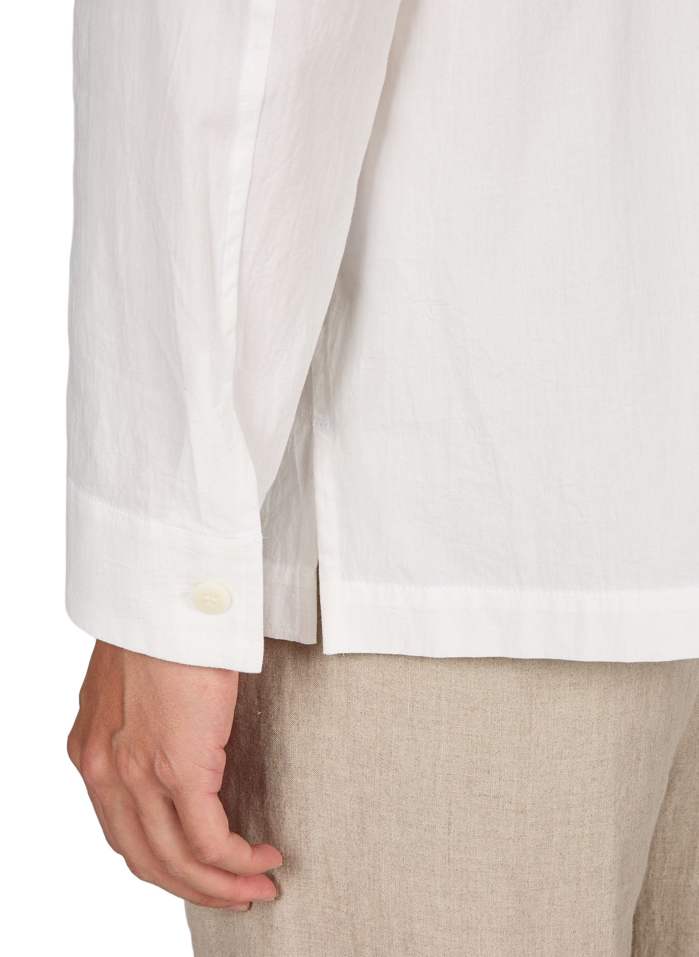 Chemise coupe droite en coton mélangé ISSEY MIYAKE Beige