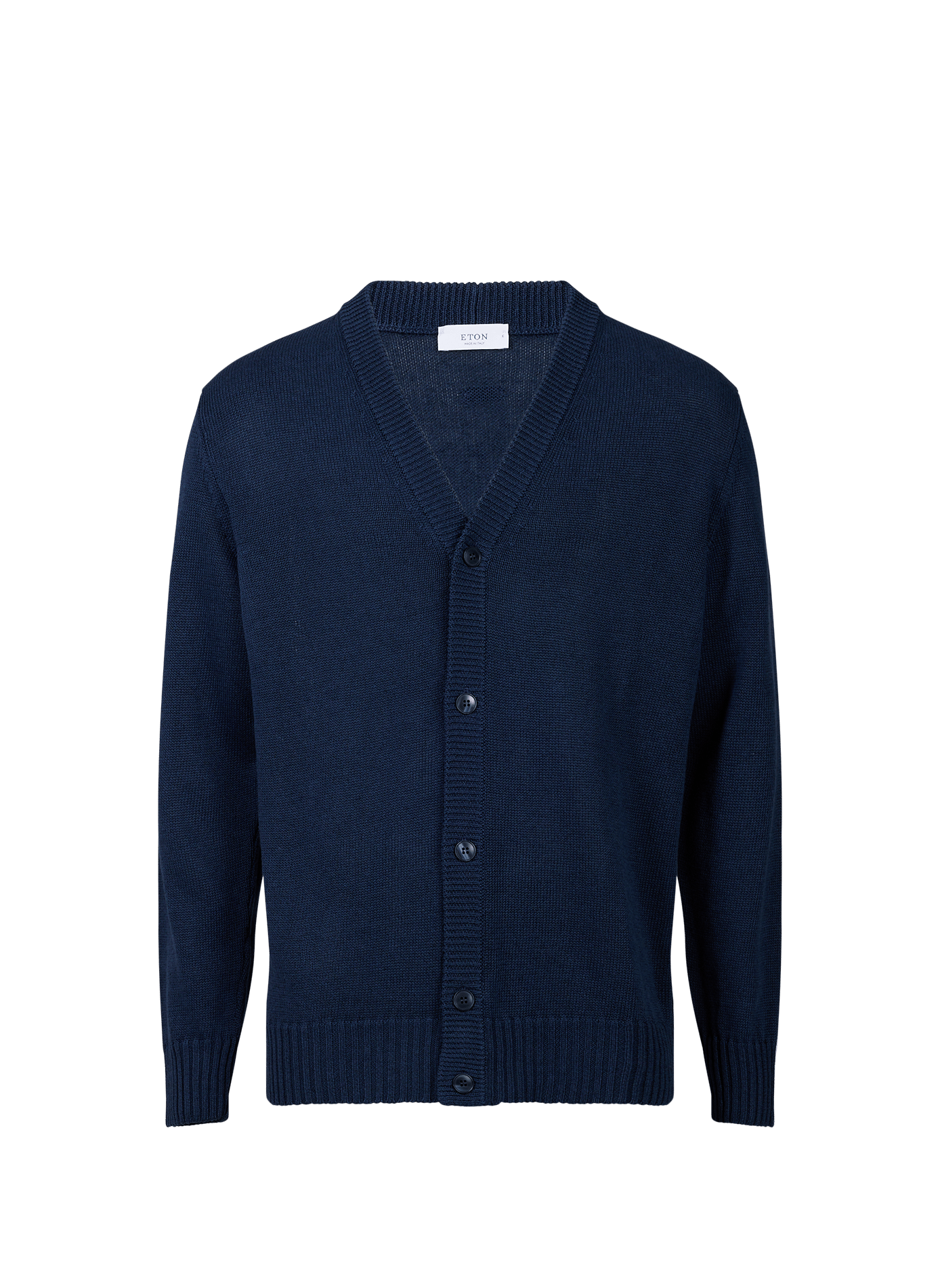 Gilet boutonné col v en lin e ten coton mélangés ETON Bleu