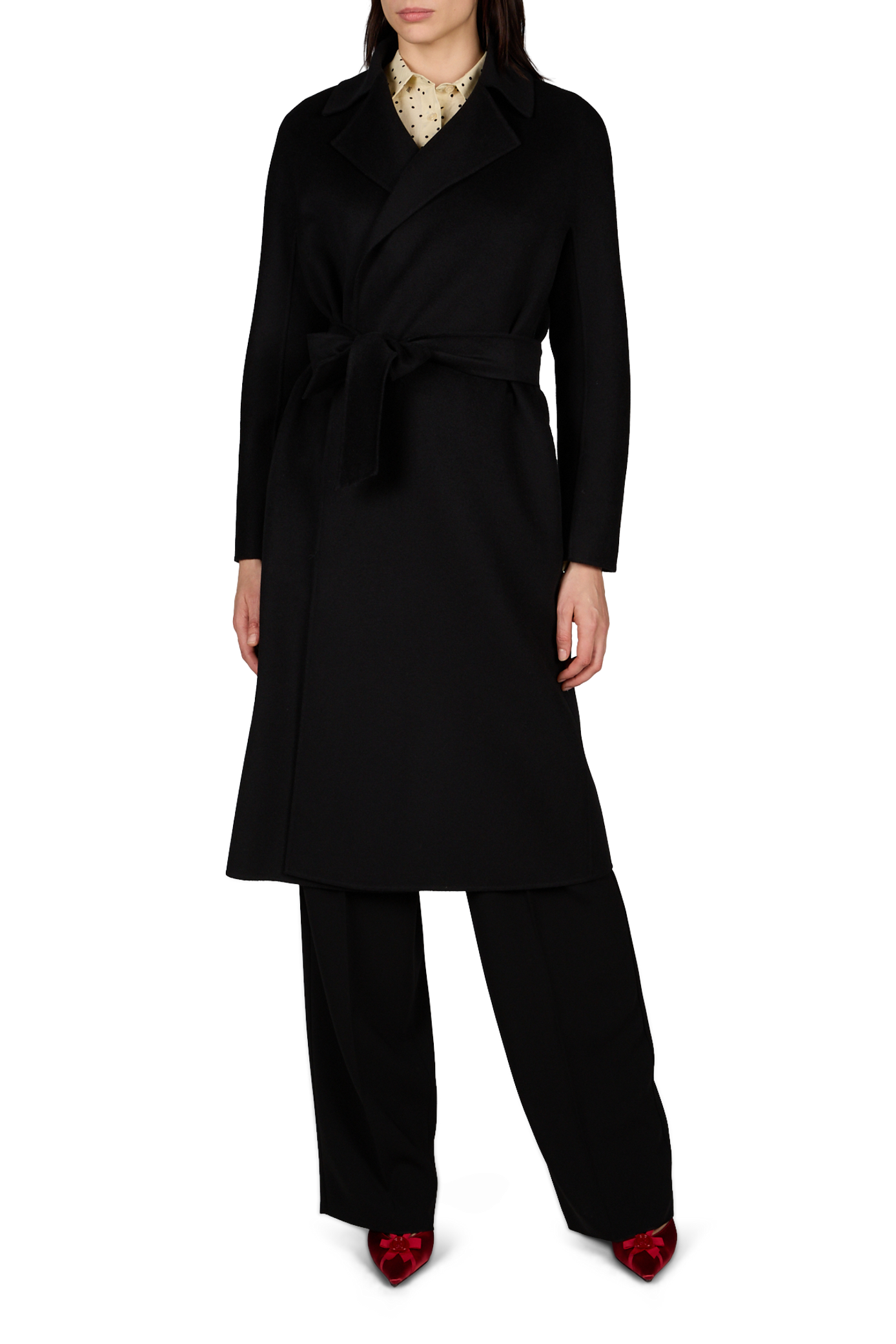 Manteau en laine vierge, soie et cachemire MAX MARA STUDIO Noir