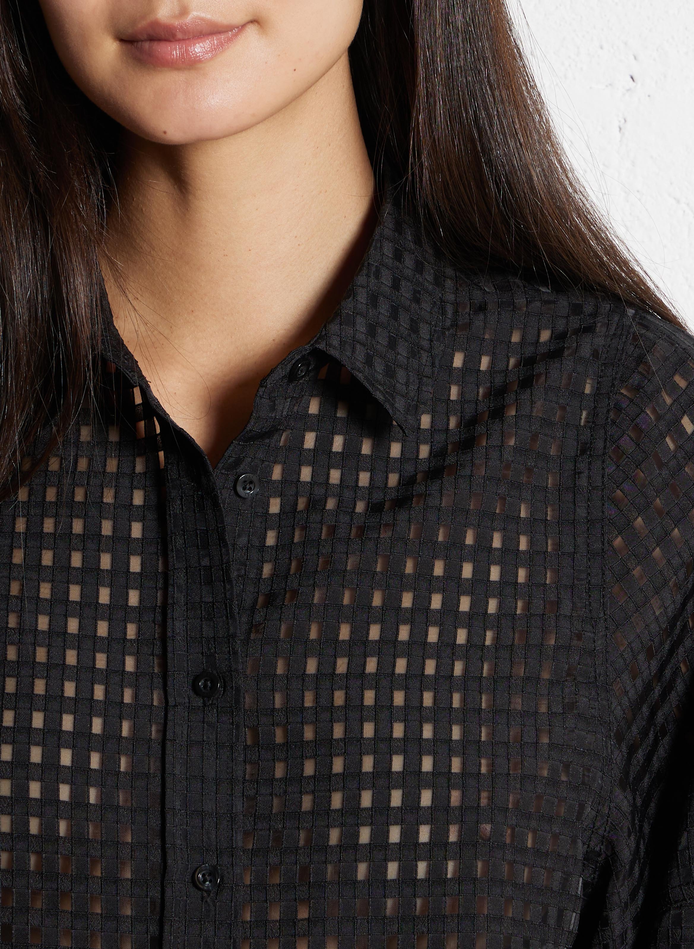 Chemise oversize col classique à carreaux IKKS Noir