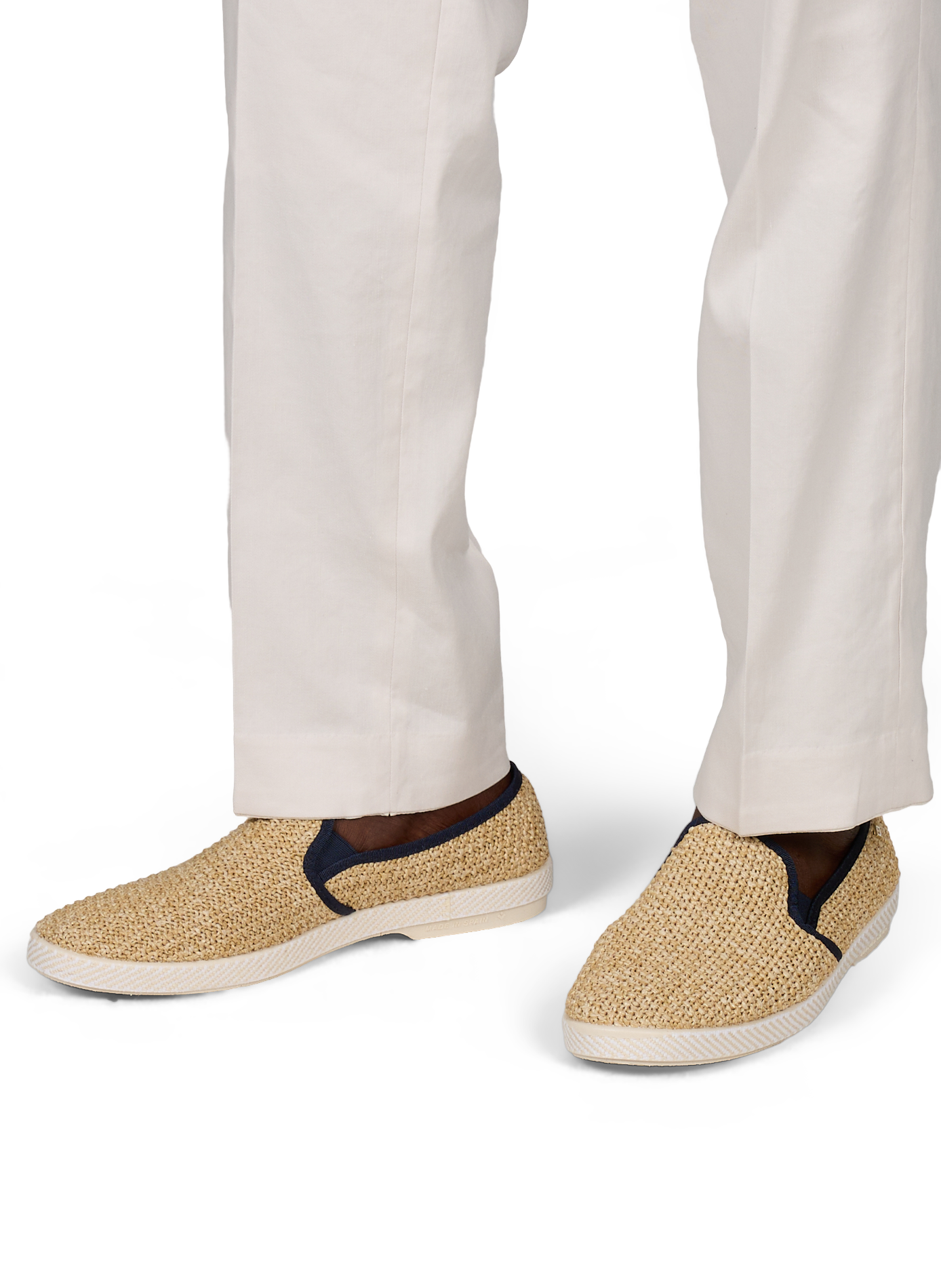 Fabric moccasins with raffia effect RIVIERAS Beige