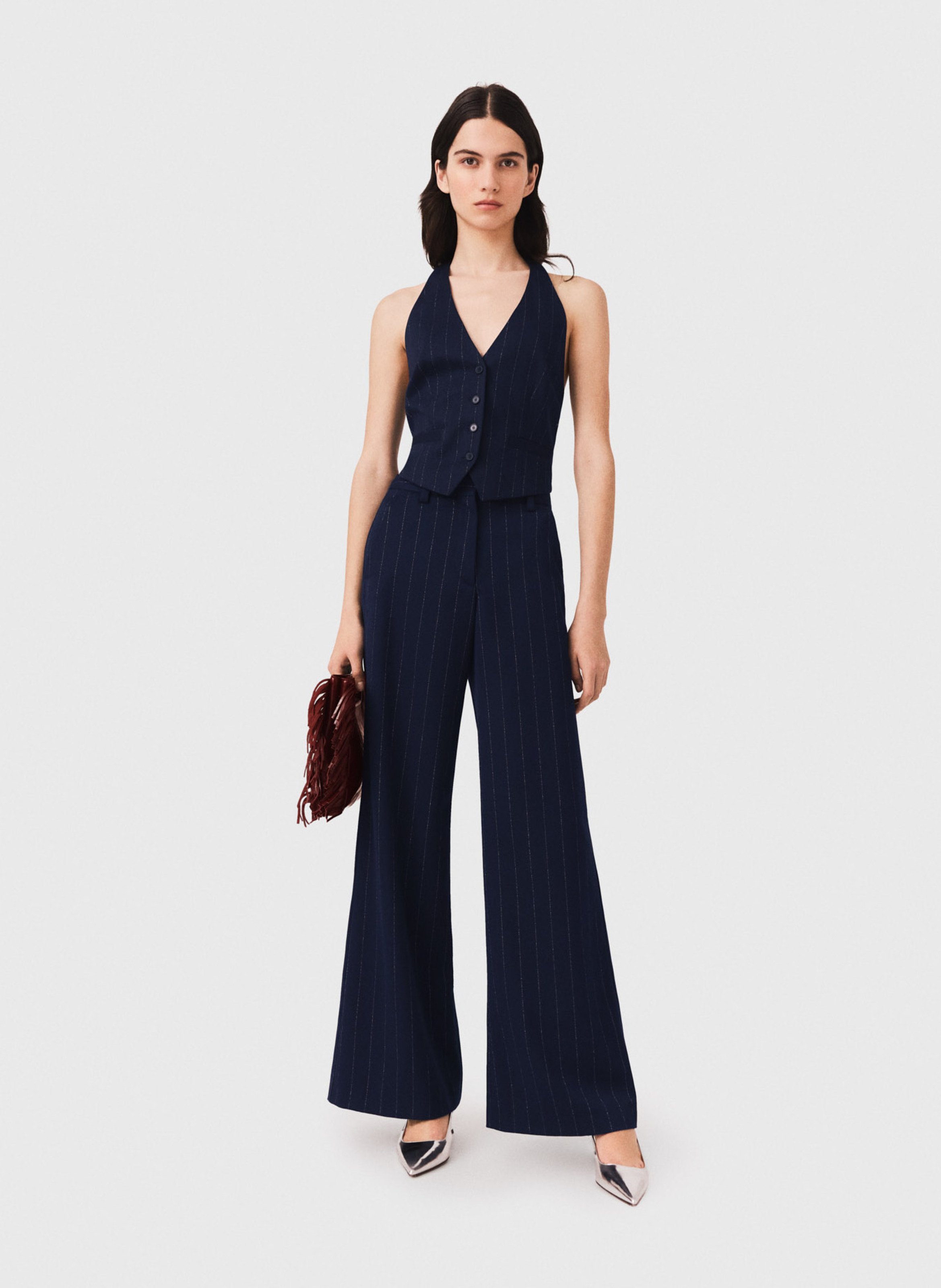 Pantalon évasé à rayures MAJE Bleu