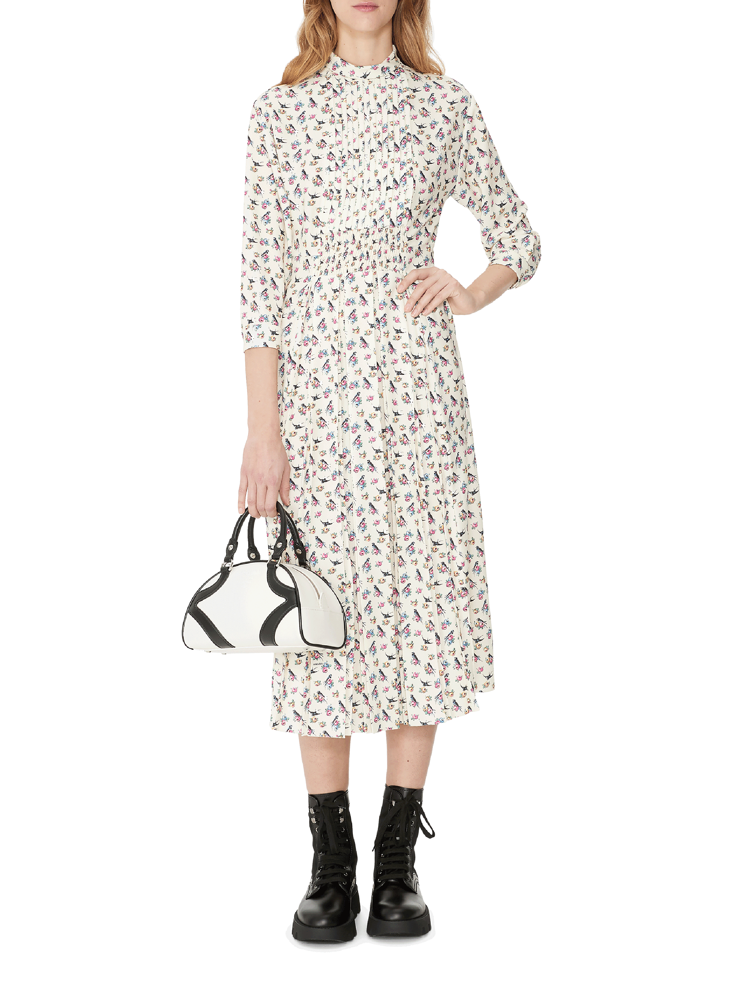 Robe midi en satin PRADA Beige