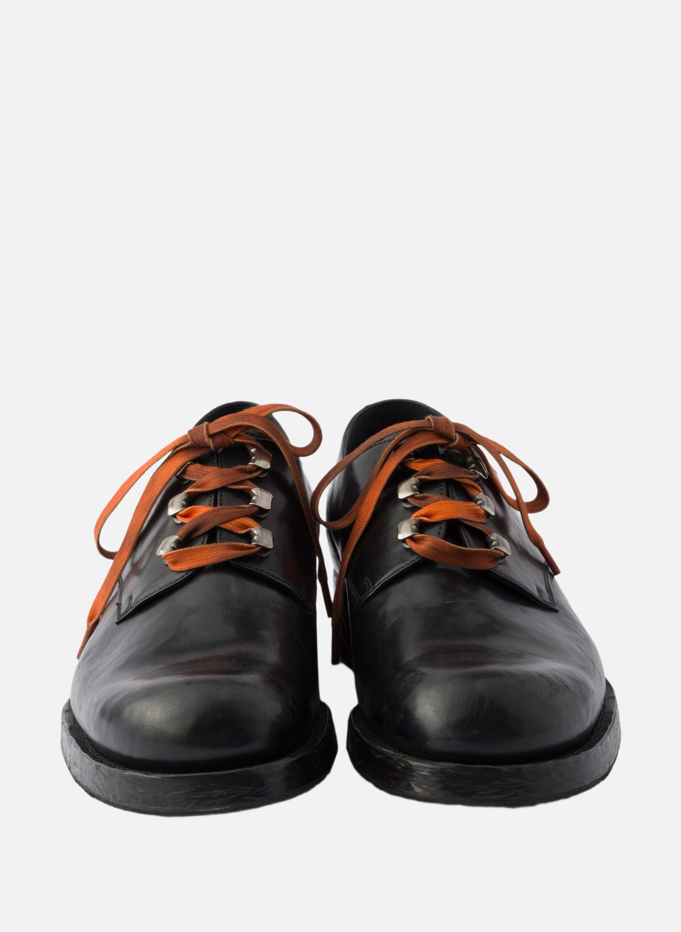 Chaussures à lacets en cuir vieilli PRADA Noir