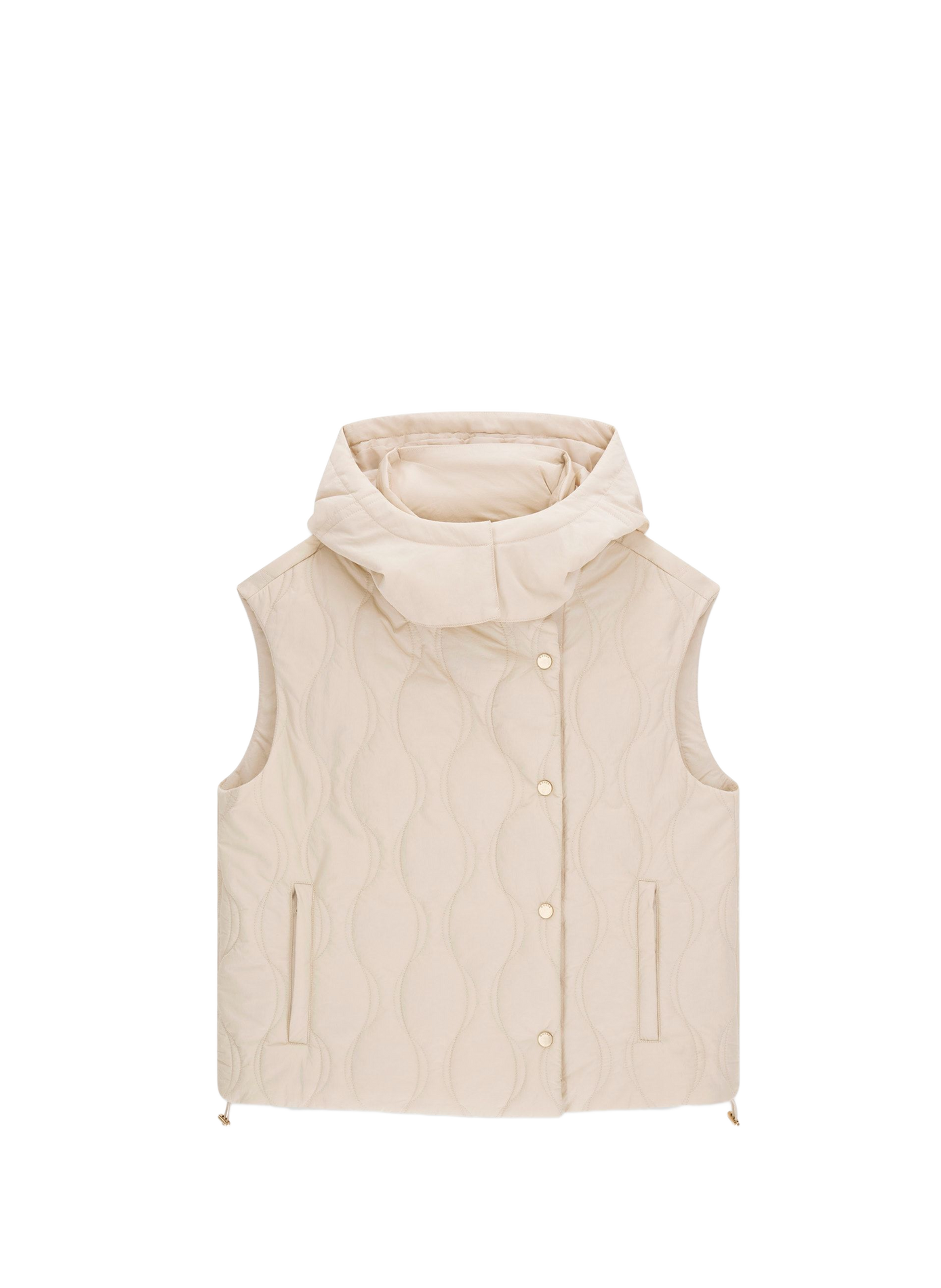 Quilted sleeveless hooded jacket GUESS Beige