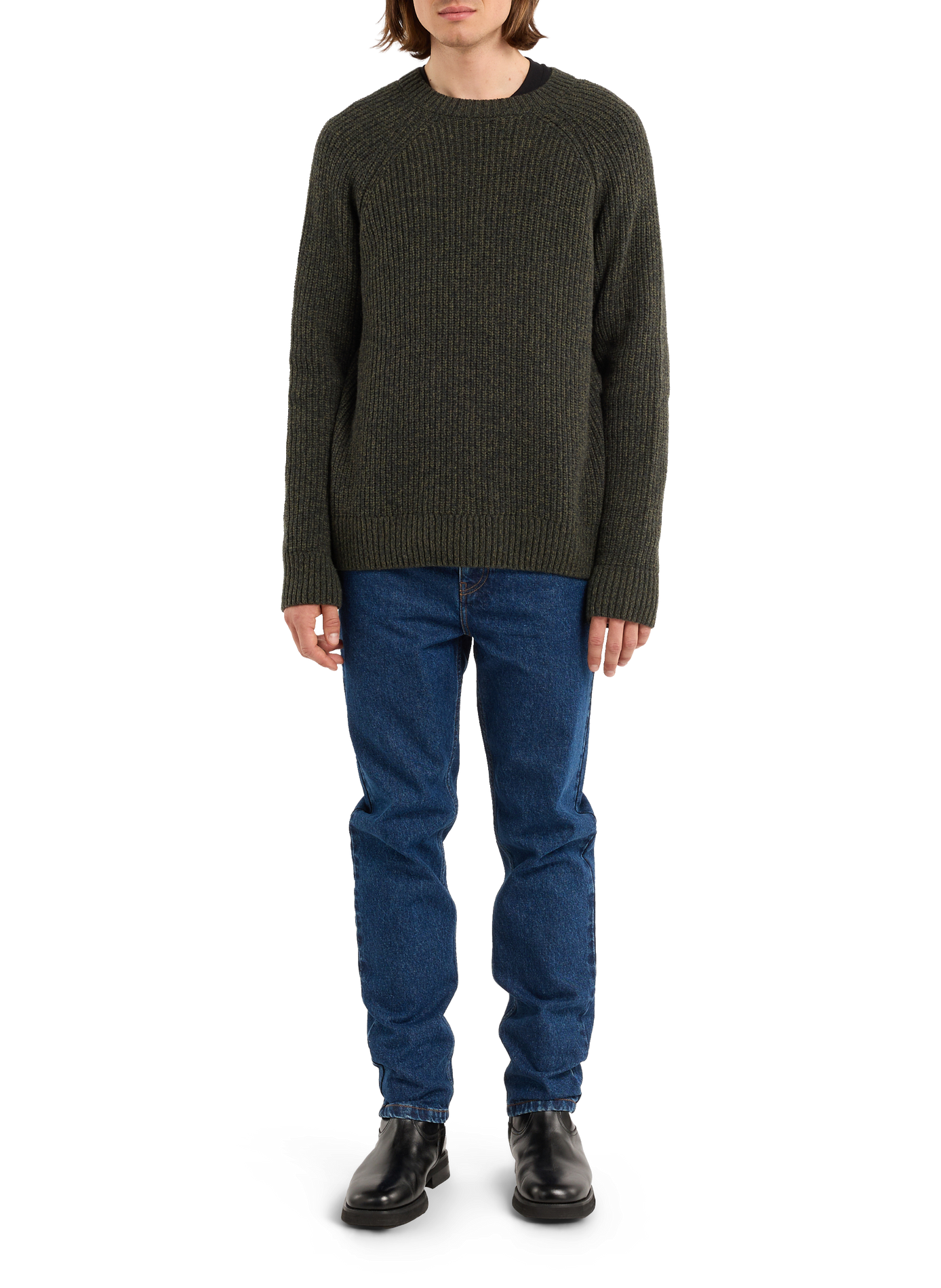 Rundhalsausschnitt-Pullover aus Wollmischung SAISON 1865 Khaki