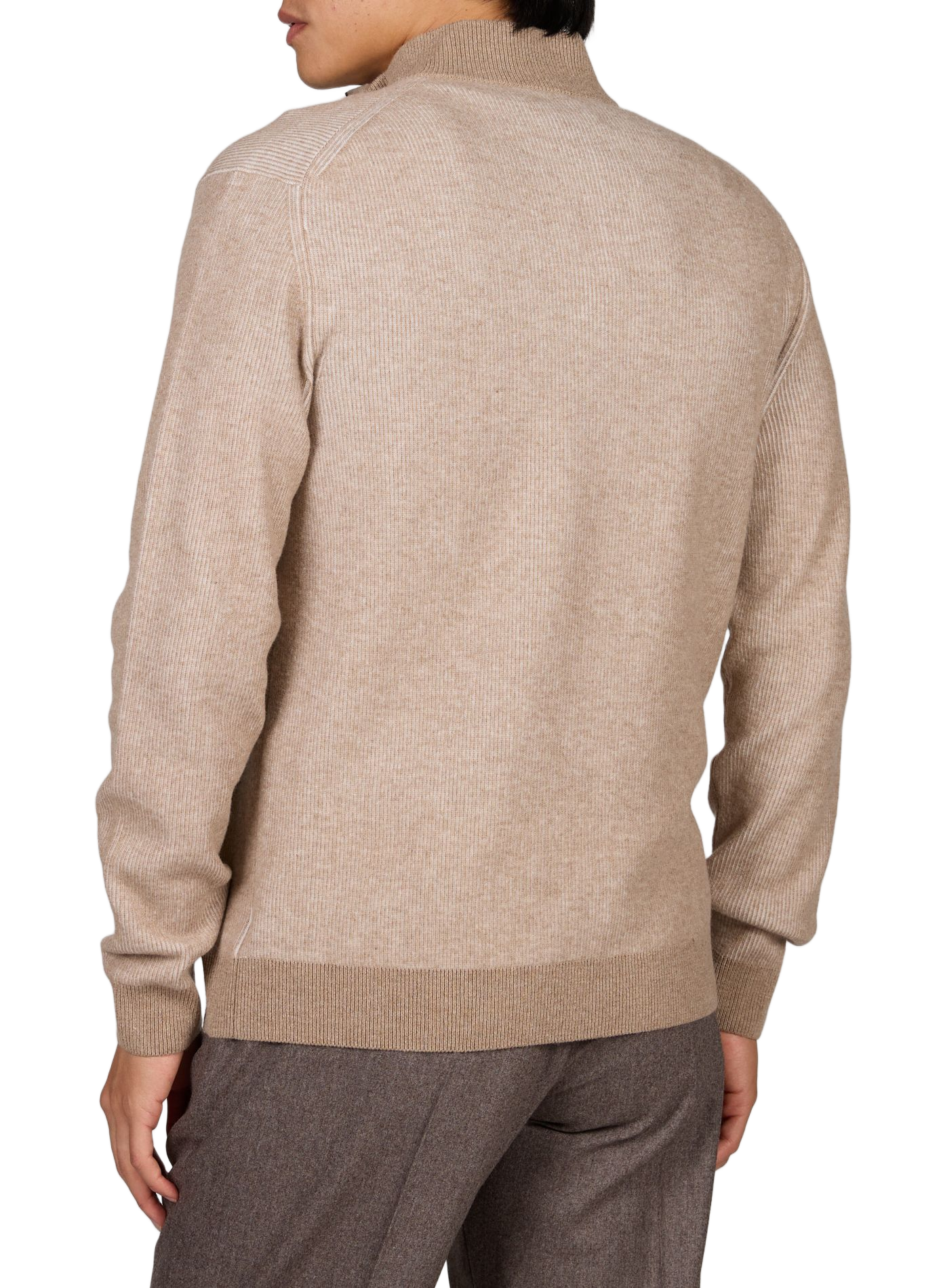 Straight fit high neck knitted sweater SLOWEAR Beige