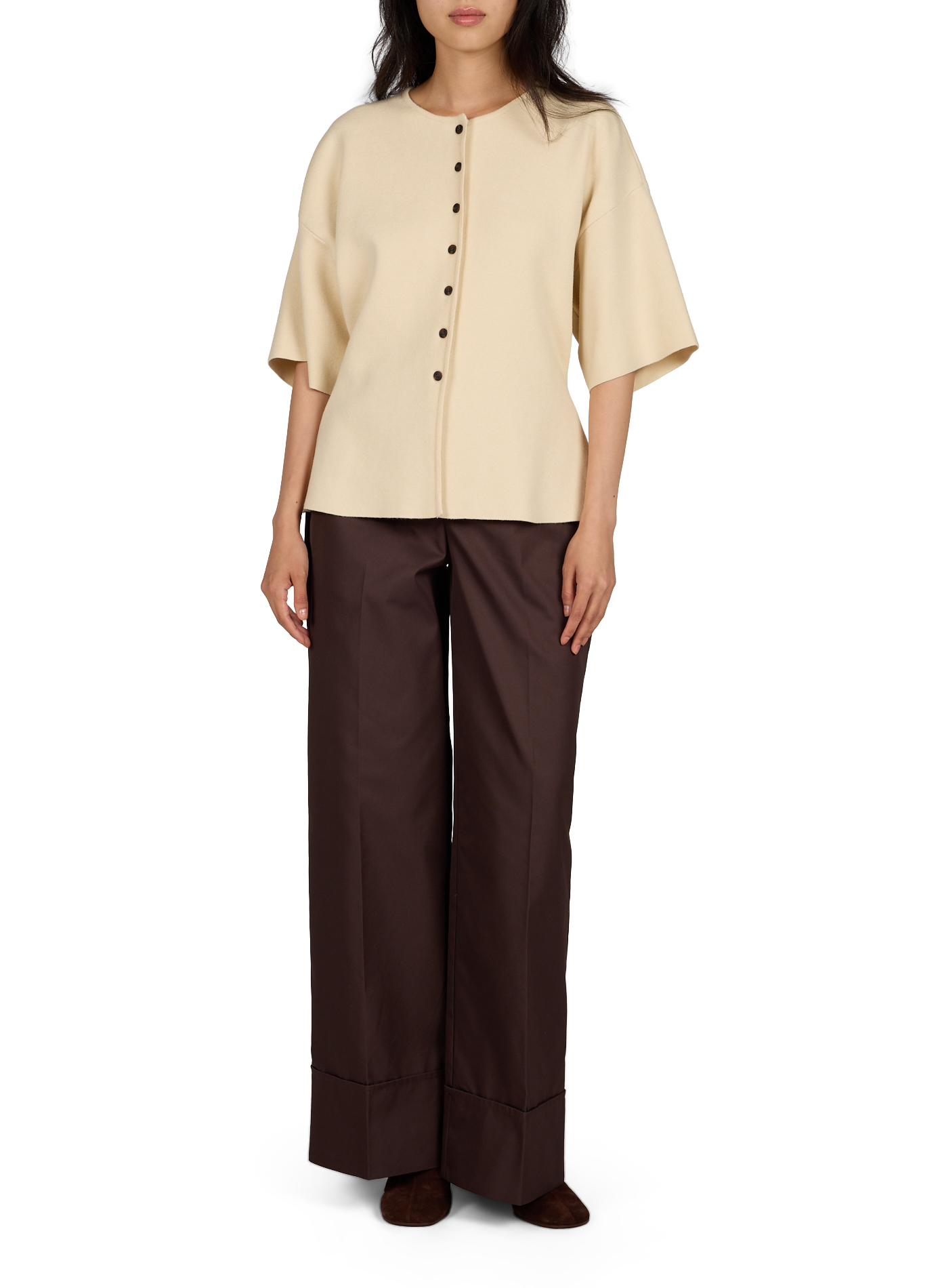 Kurzärmeliger taillierter Cardigan MSCH Beige