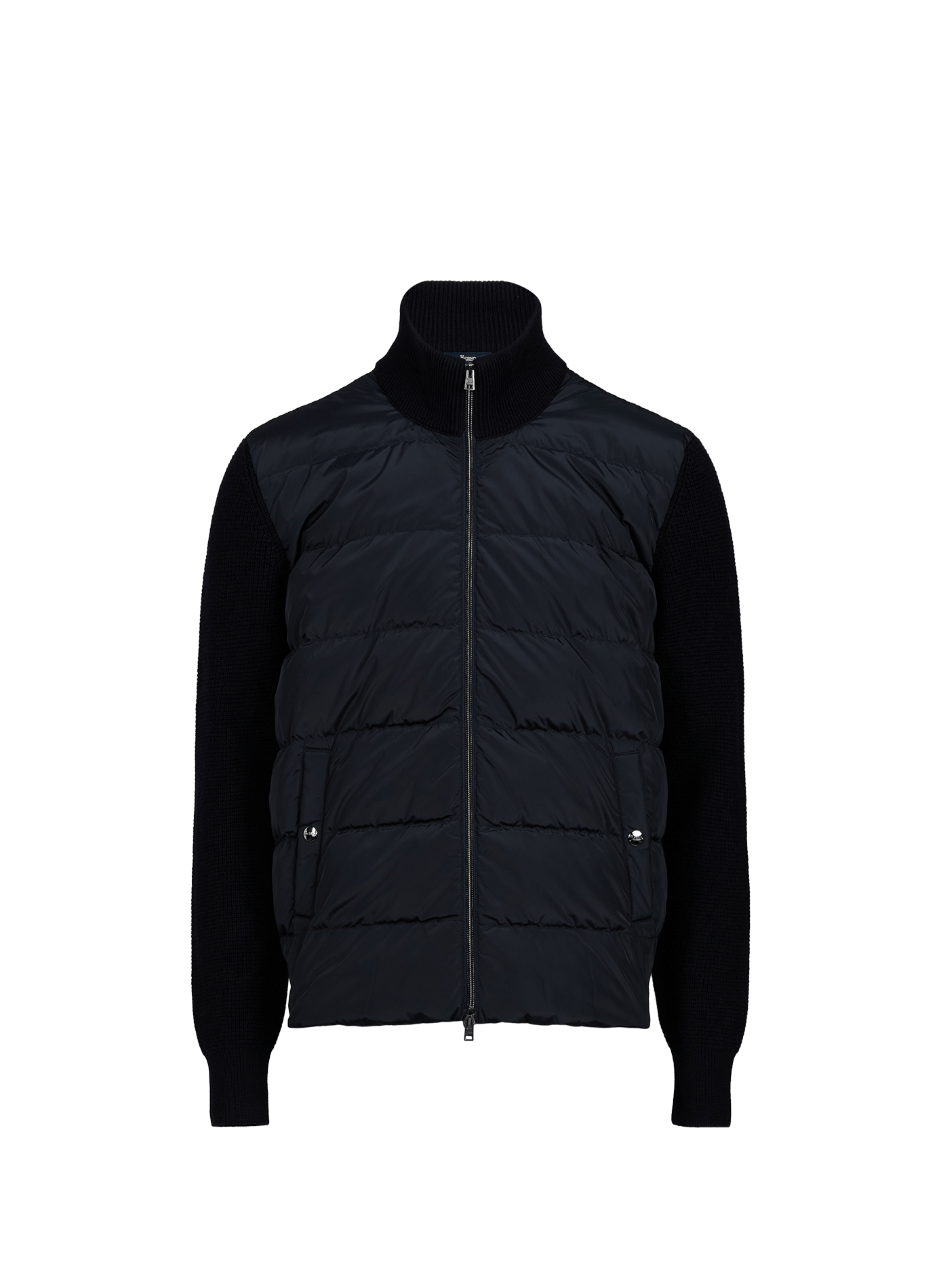 Virgin wool and quilted bi-material jacket HERNO Blue