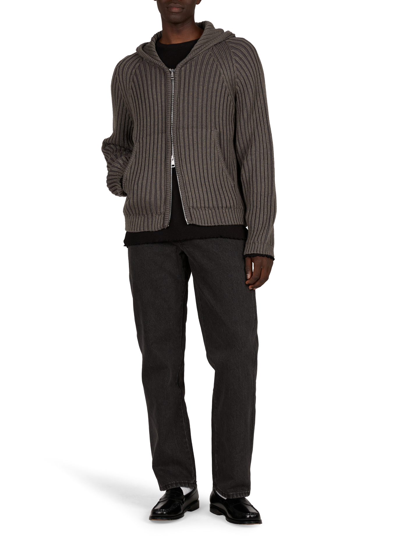 Zip-up wool hooded vest OUR LEGACY Khaki