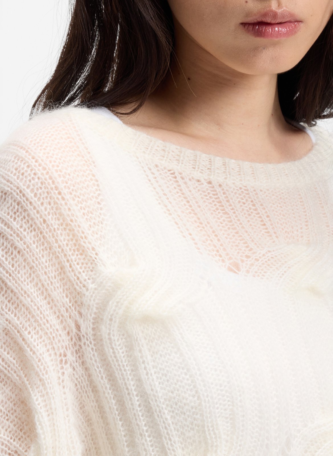Pull ample col rond en laine mélangée BOSS Beige