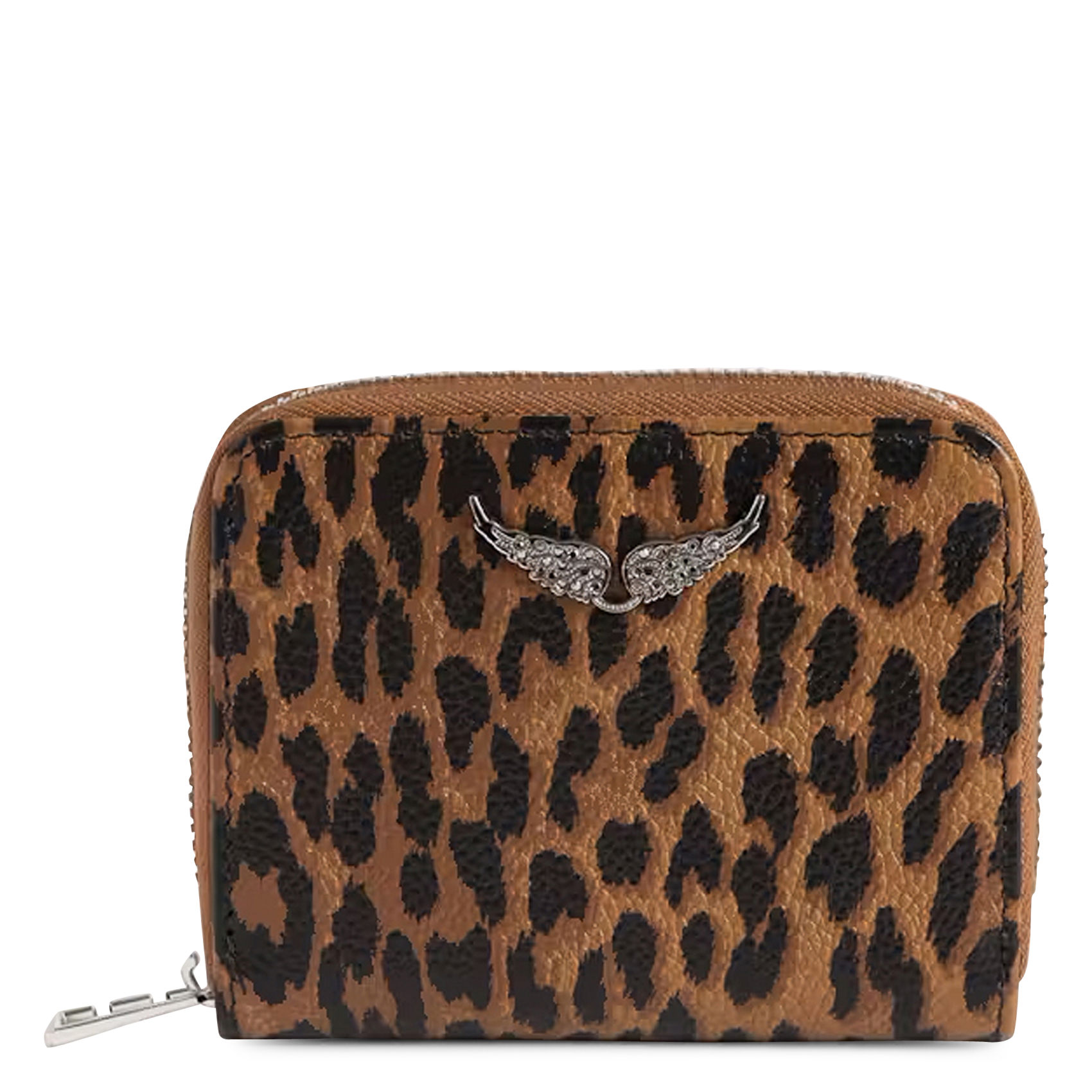 Portefeuille zippé léopard en cuir rock reversible ZADIG&VOLTAIRE Bruin