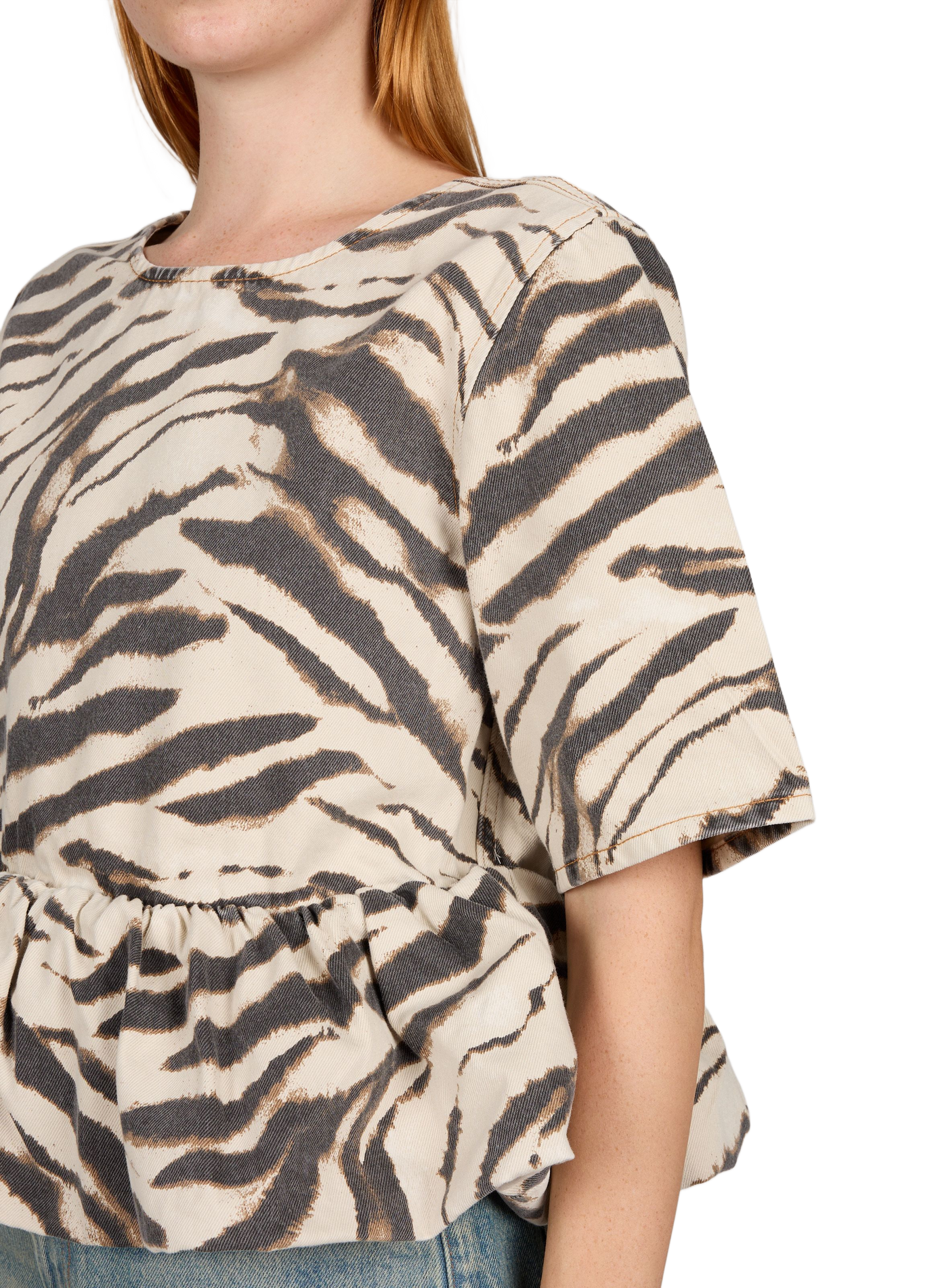 Round neck cotton top GANNI Multicolour