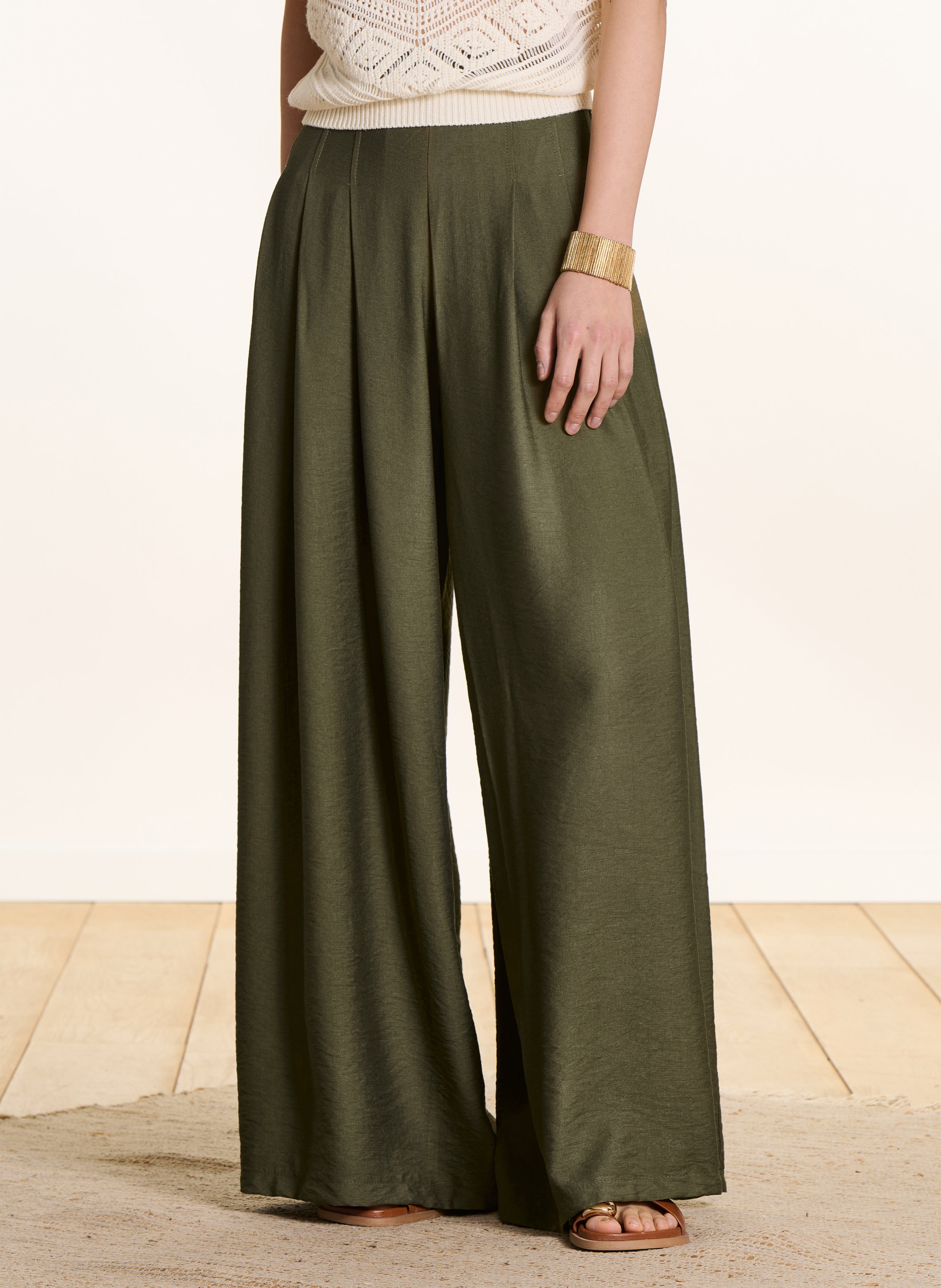 Wijde hoge taille broek LA FEE MARABOUTEE Groen