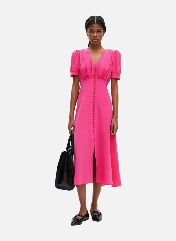 Robe longue en soie avec boutonnage Rose by THE KOOPLES THE KOOPLES Robe longue en soie avec boutonnage Rose