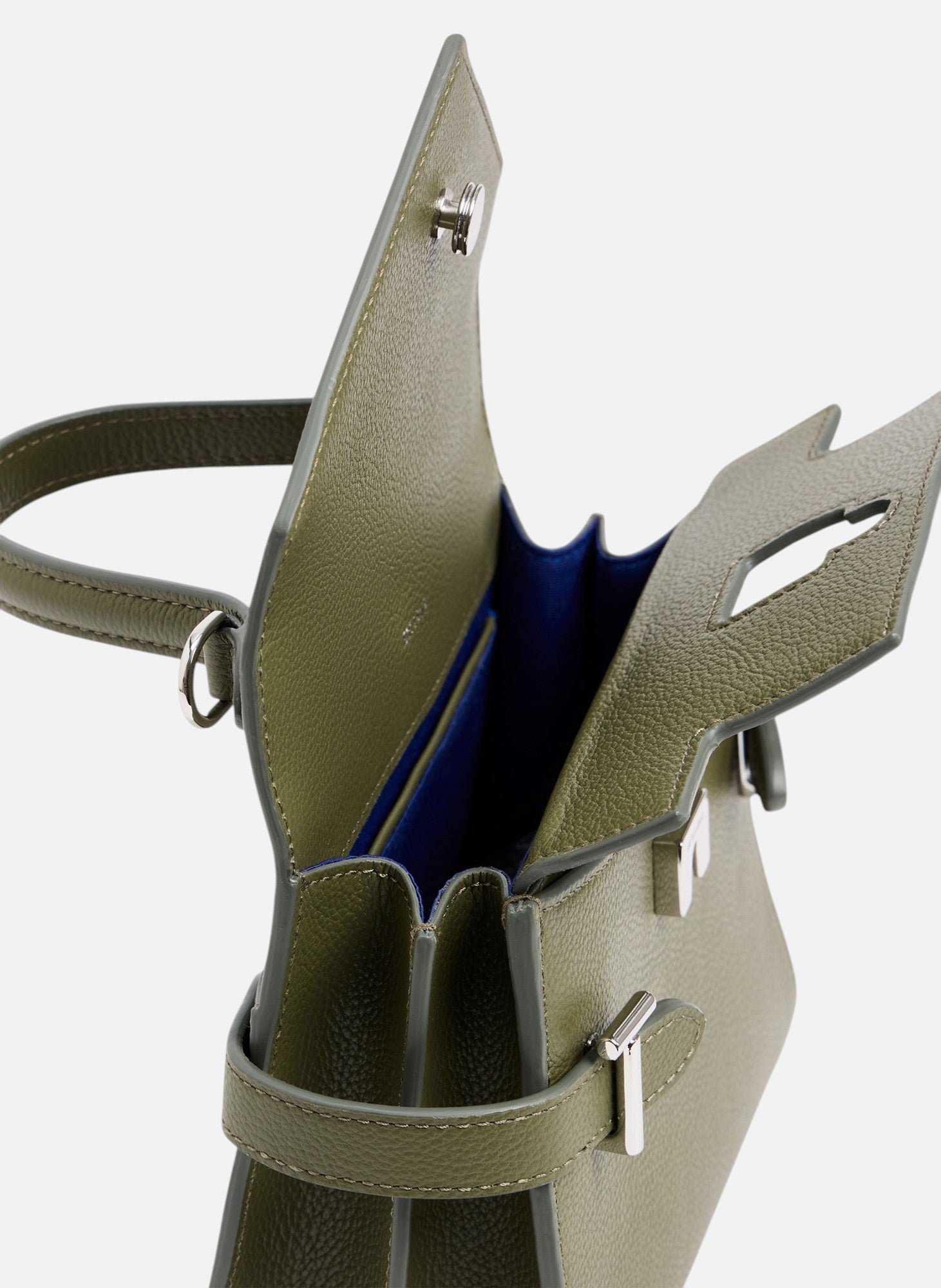 Petit sac à main double rabat emilie en cuir grainé LE TANNEUR Vert