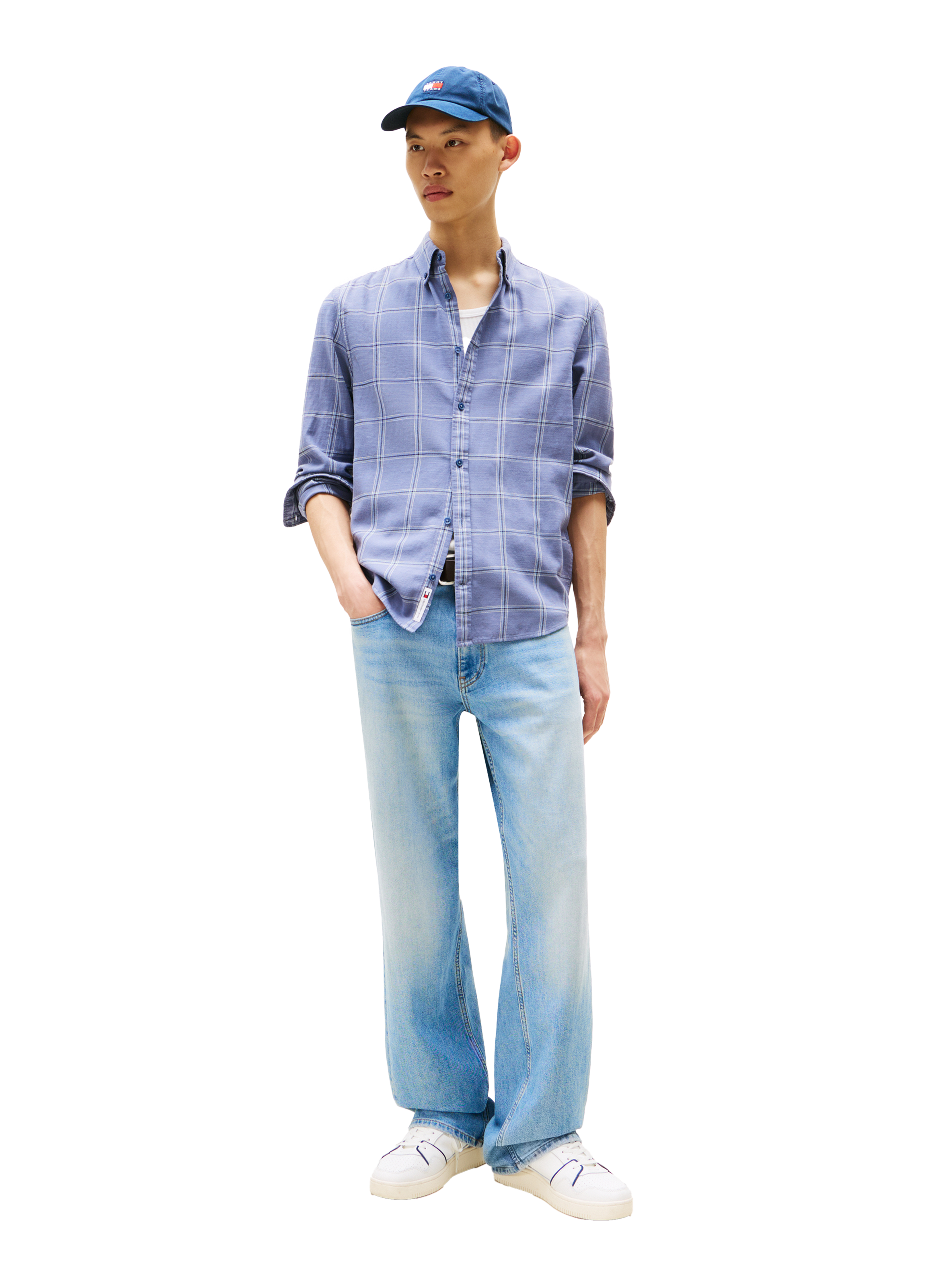 Straight cotton check shirt TOMMY HILFIGER Blue