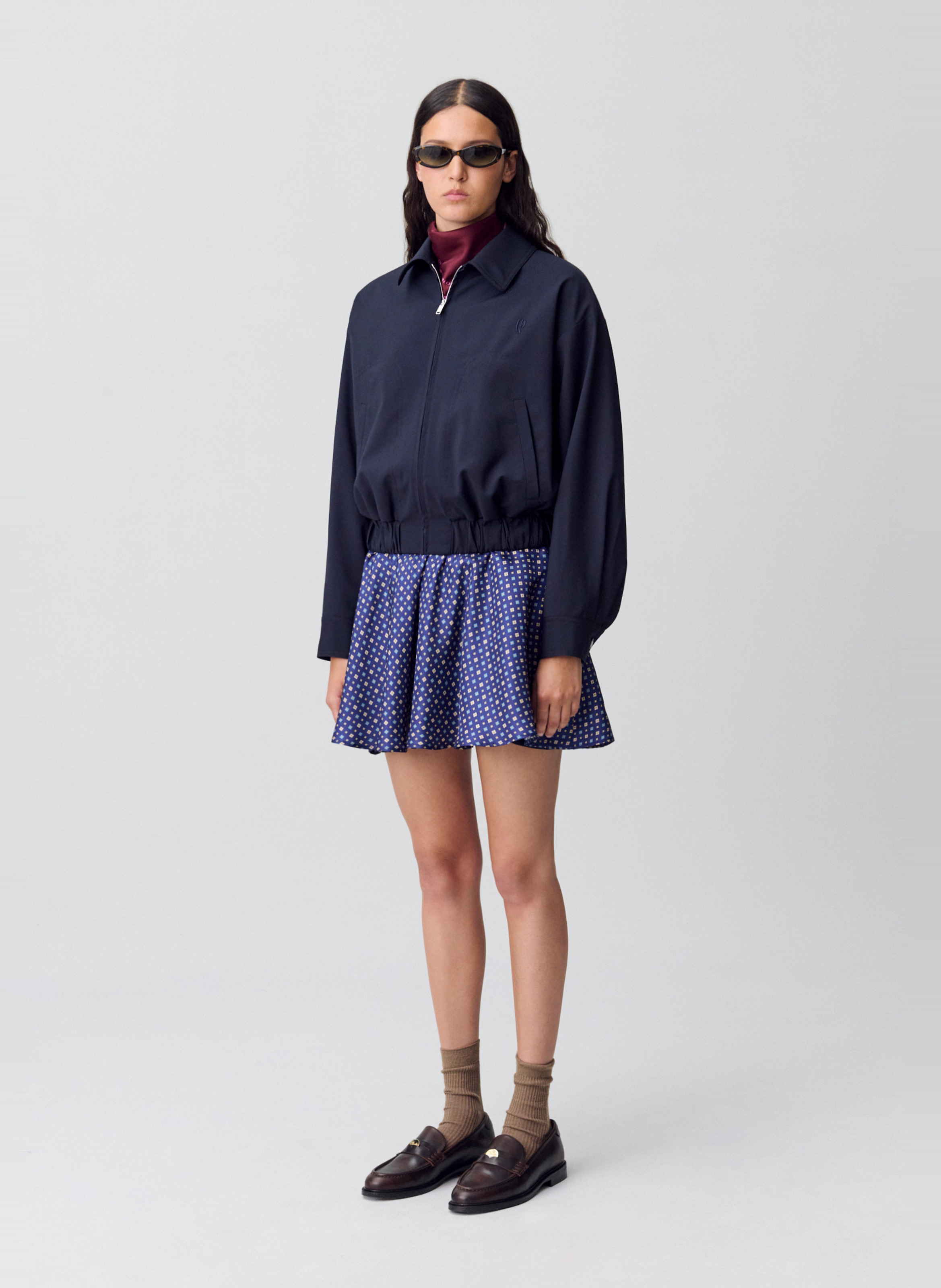 Veste droite col classique en laine mélangée CLAUDIE PIERLOT Bleu