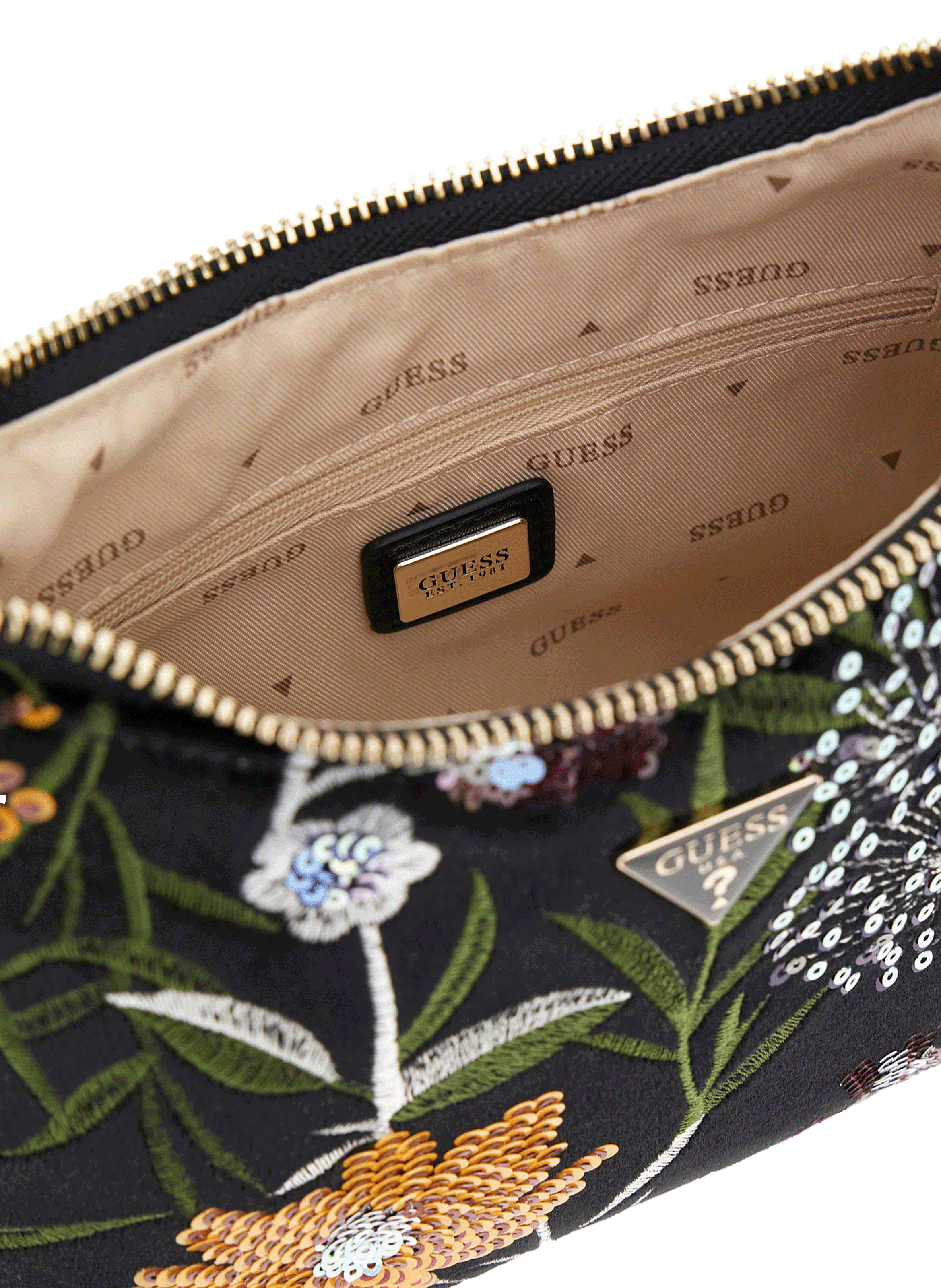 Patterned shoulder bag GUESS Black