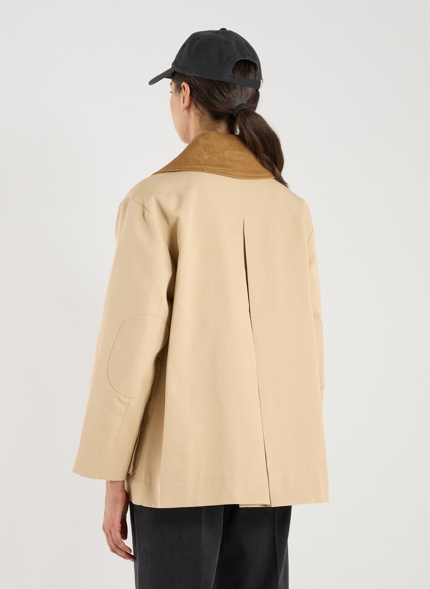 Mid-length jacket with contrasting collar GANNI Khaki