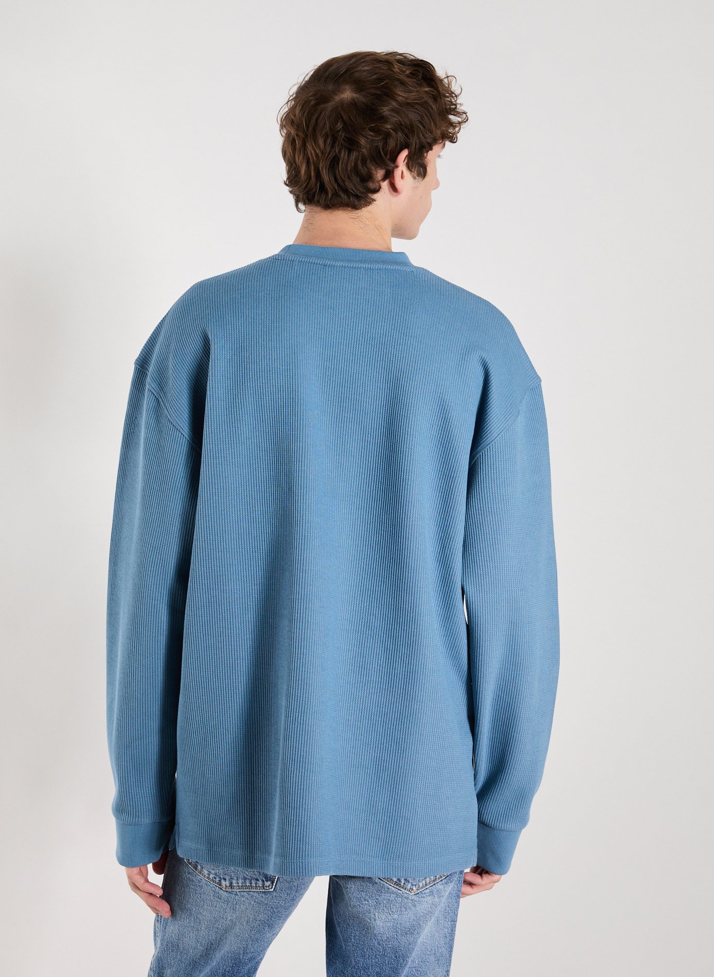 T-shirt manches longues col rond en coton mélangé HUGO BLUE Bleu