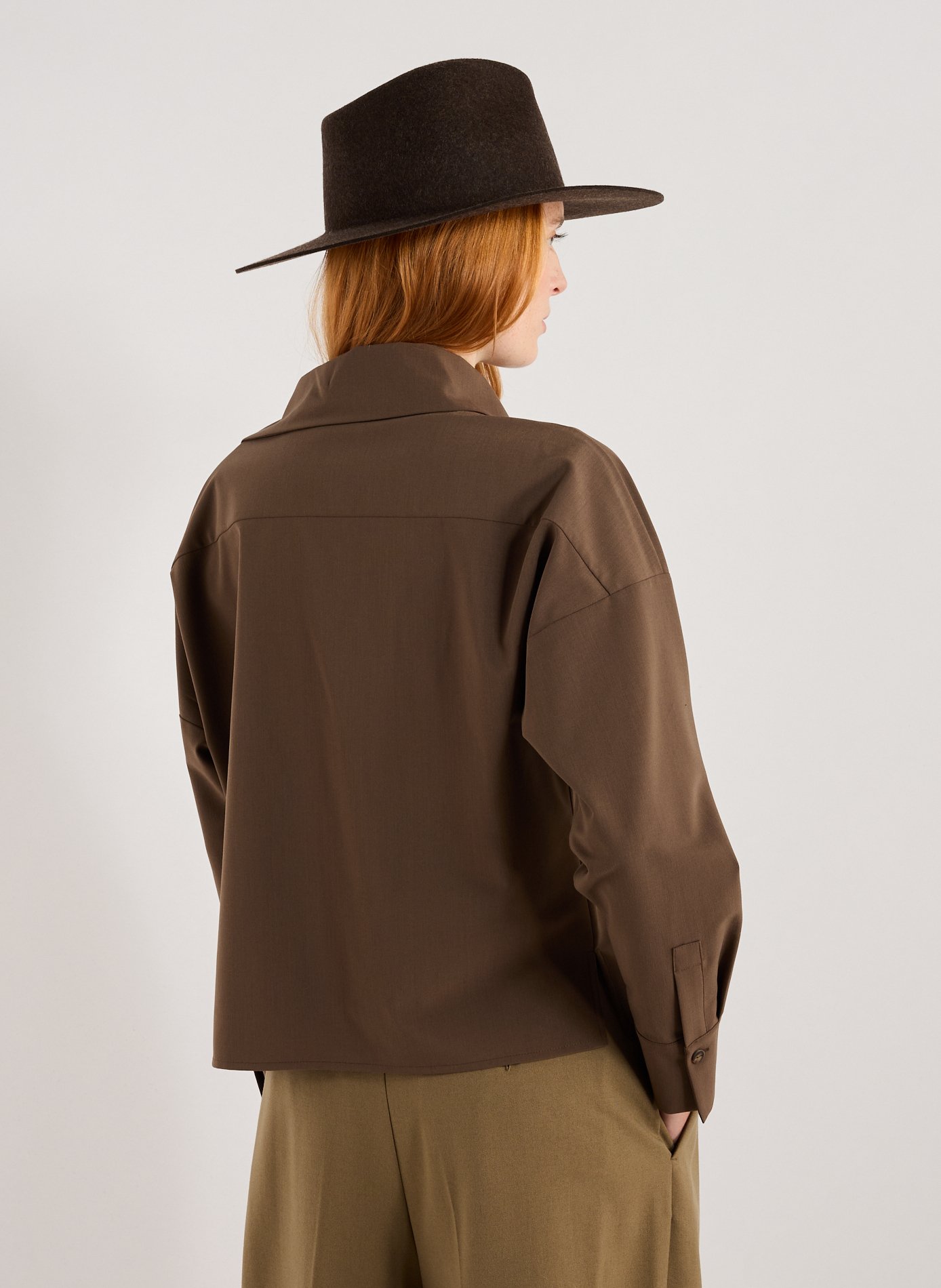 Chemise droite à col asymétrique  ADOLFO DOMINGUEZ Marron