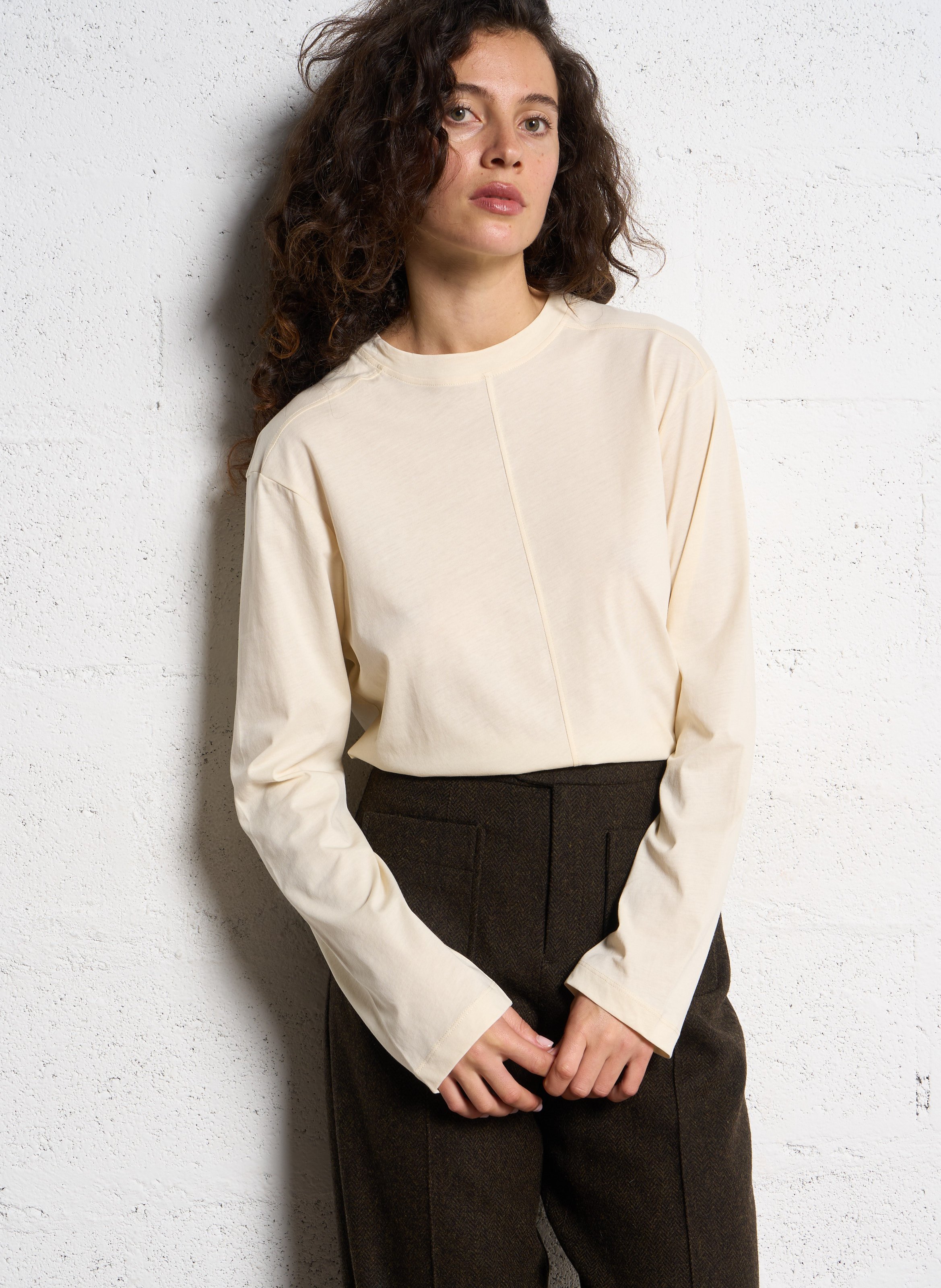 Tee-shirt col rond en coton adelie SOEUR Beige