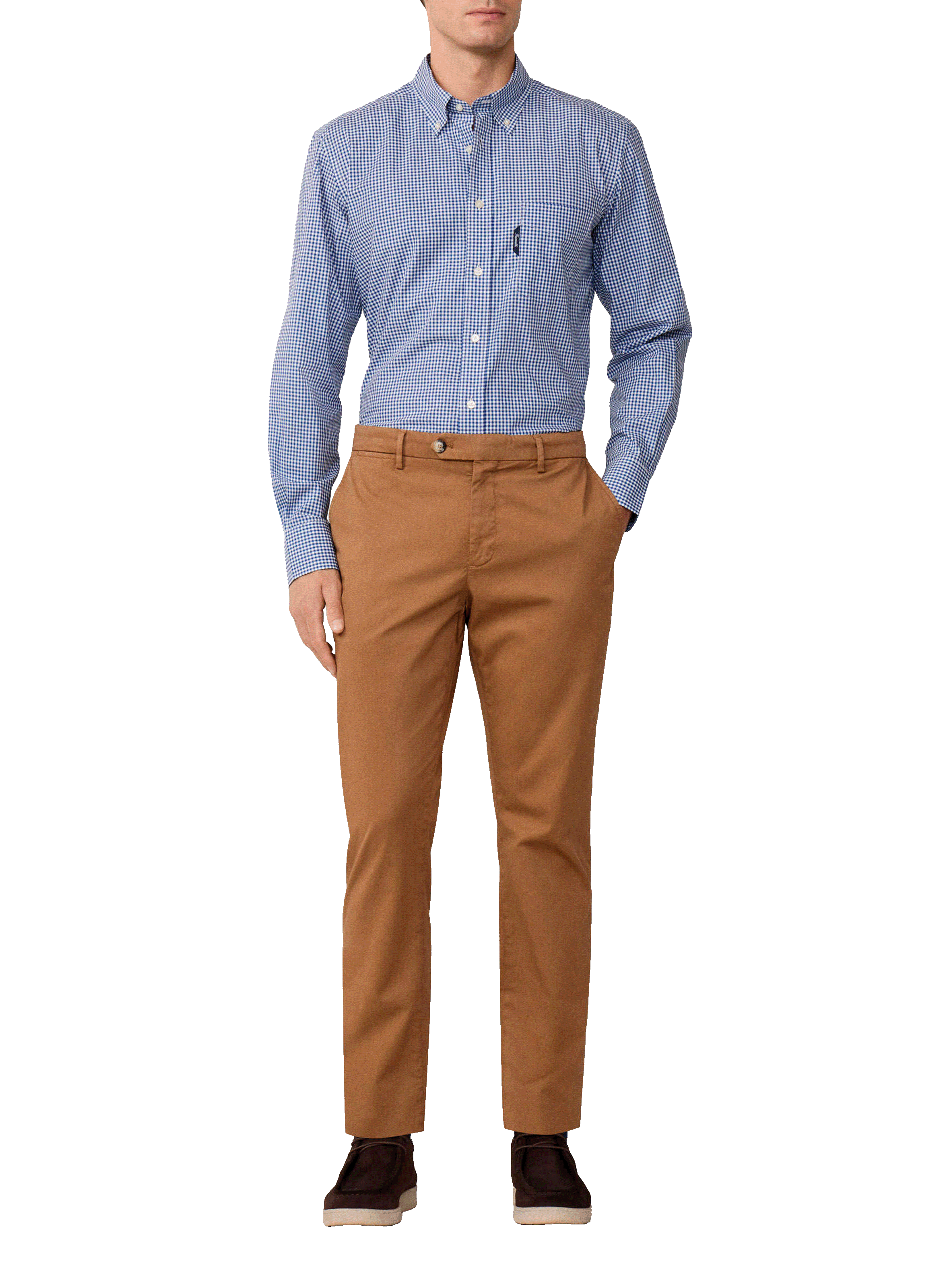 Chemise à carreaux vichy en popeline de coton FACONNABLE Bleu