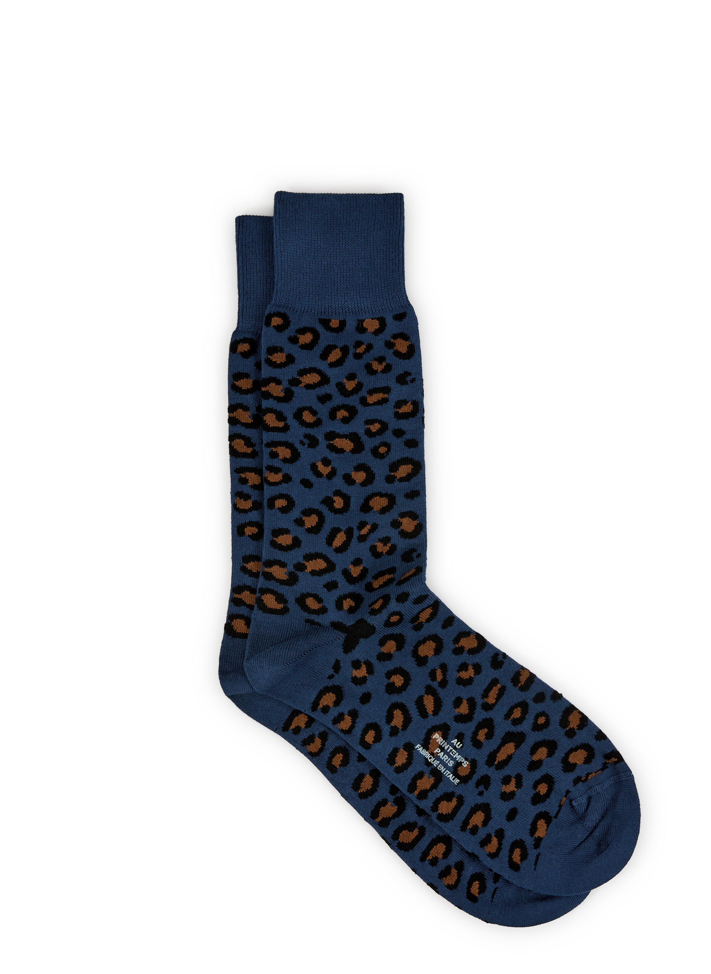 AU PRINTEMPS PARIS Chaussettes hautes léopard en coton mélangé Multicolore