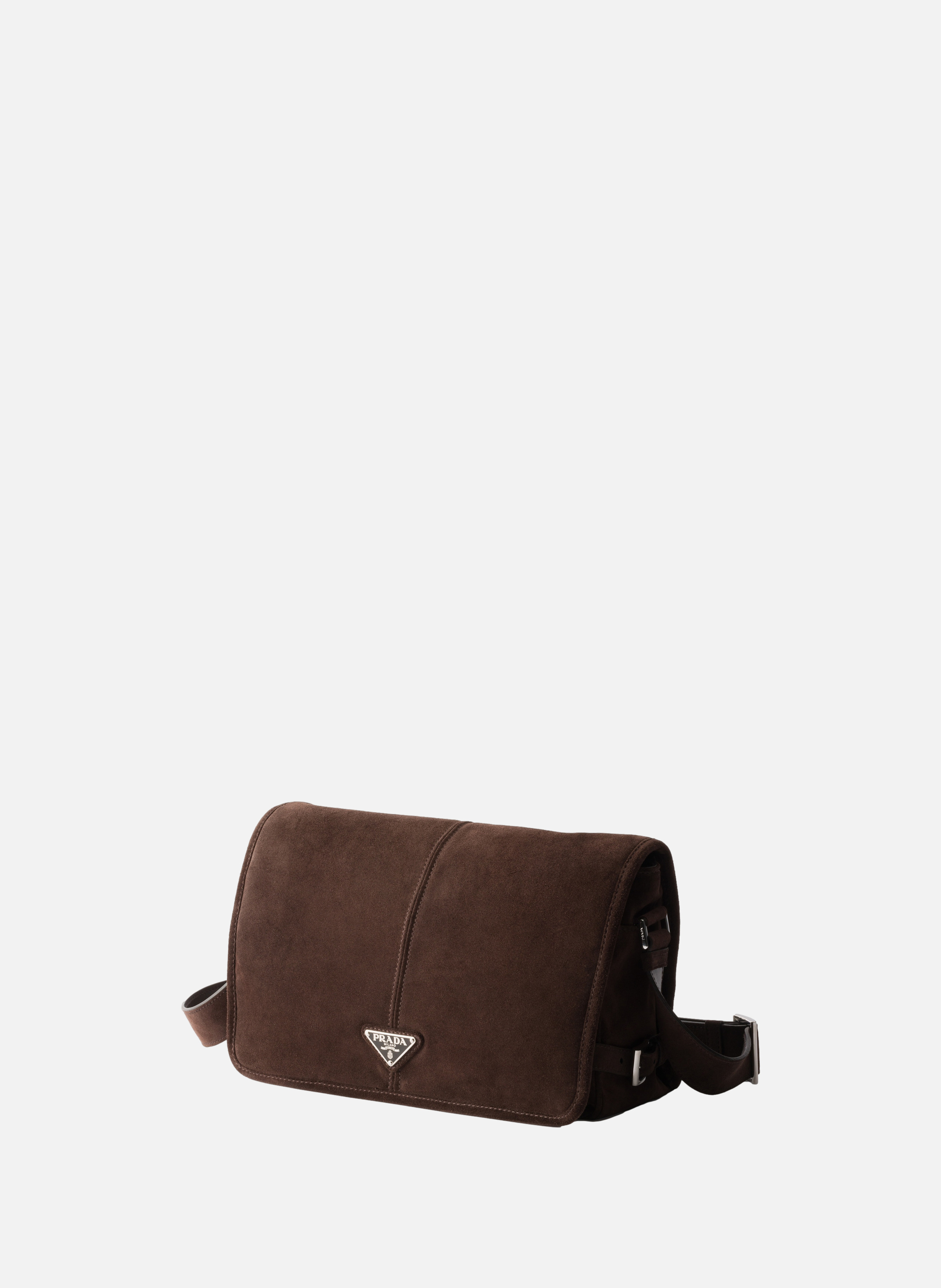 Sac à bandoulière en suède PRADA Marron