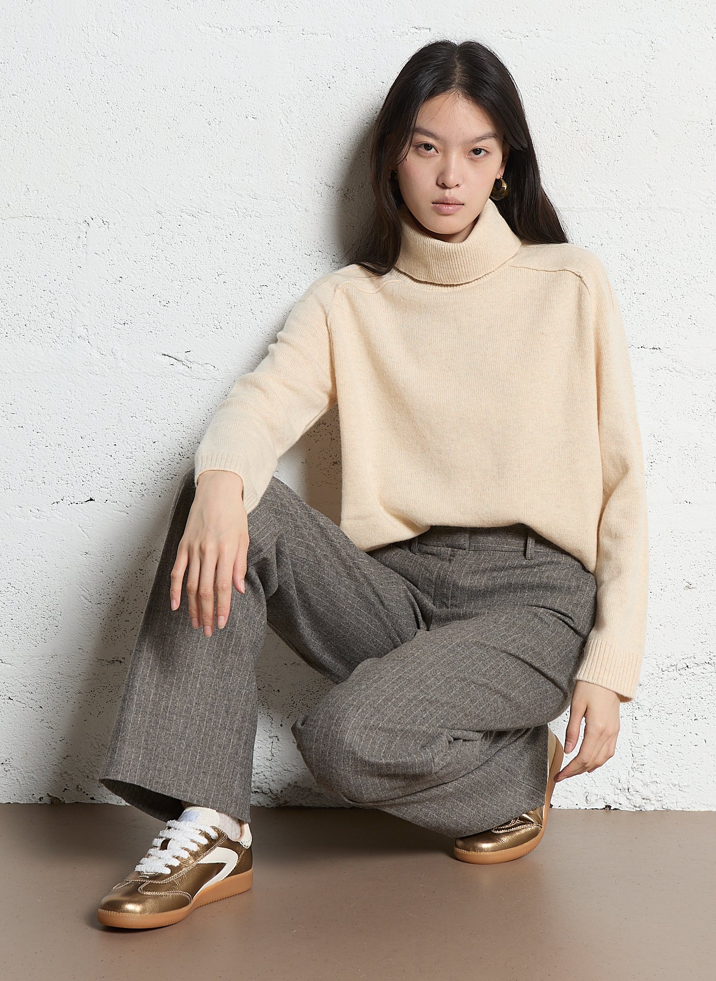 Pull col roulé en laine celestin MAISON 123 Beige