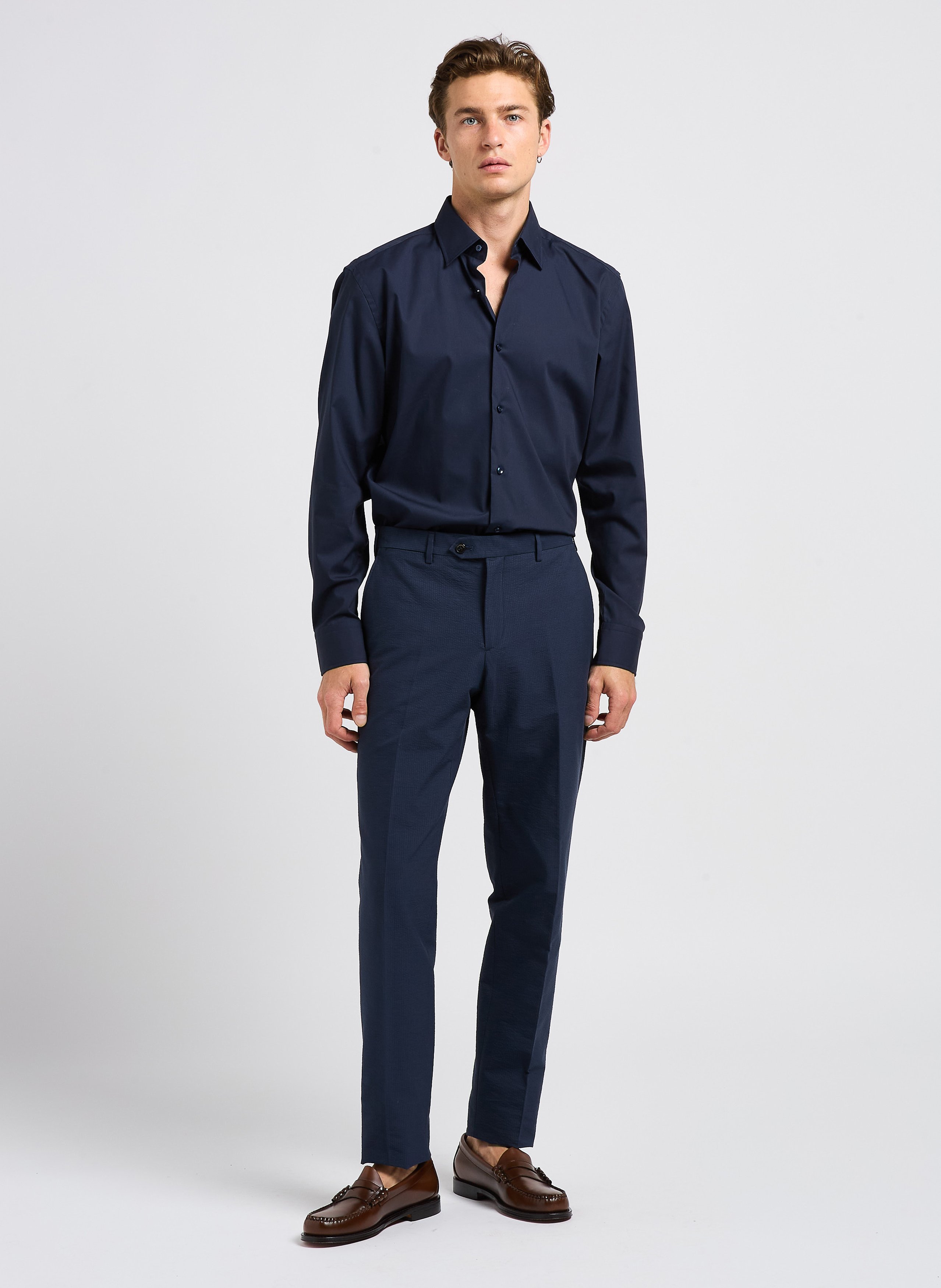 Chemise slim fit en coton mélangé BOSS Bleu