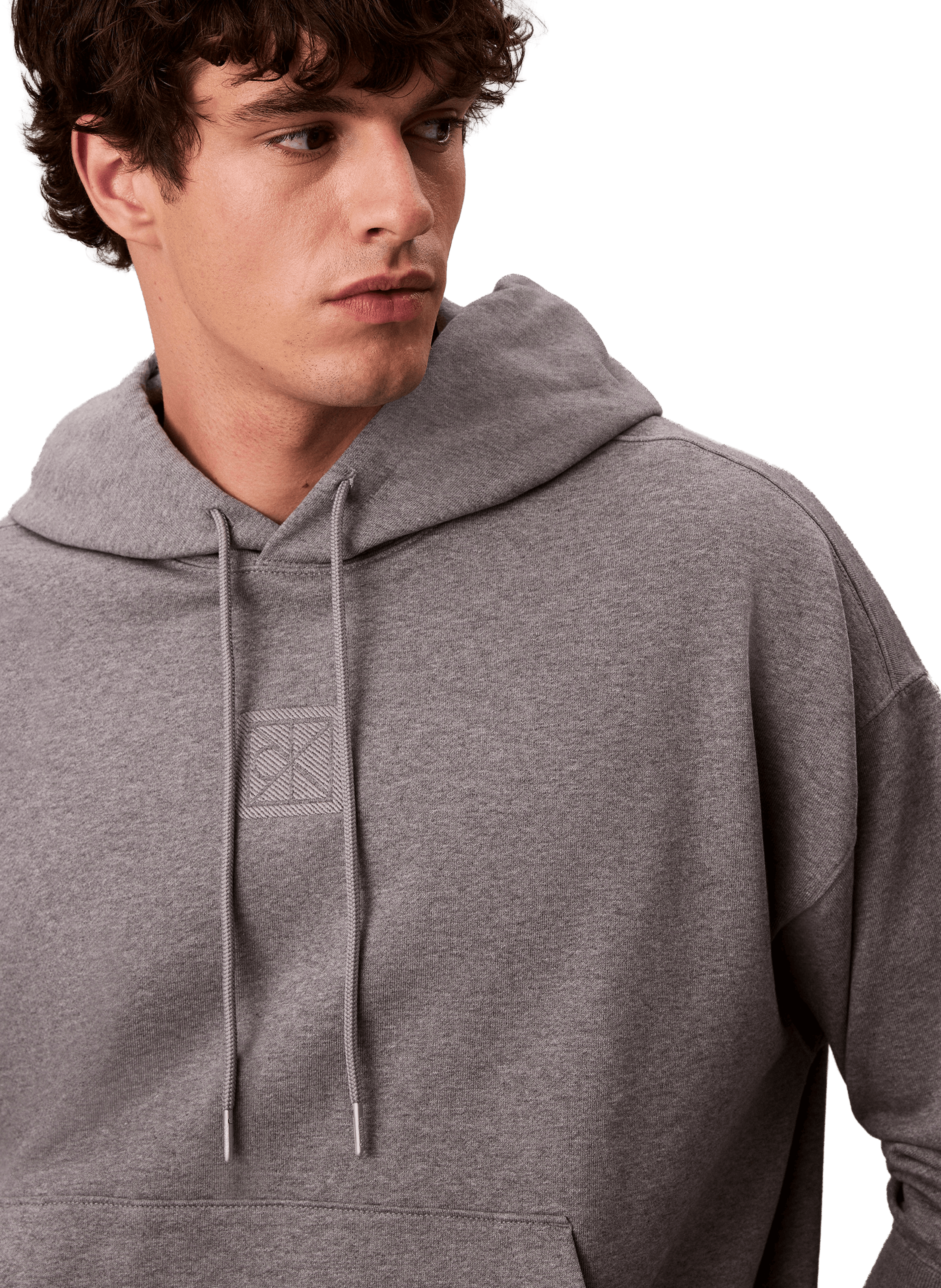 Cotton fleece-blend hoodie CALVIN KLEIN Grey