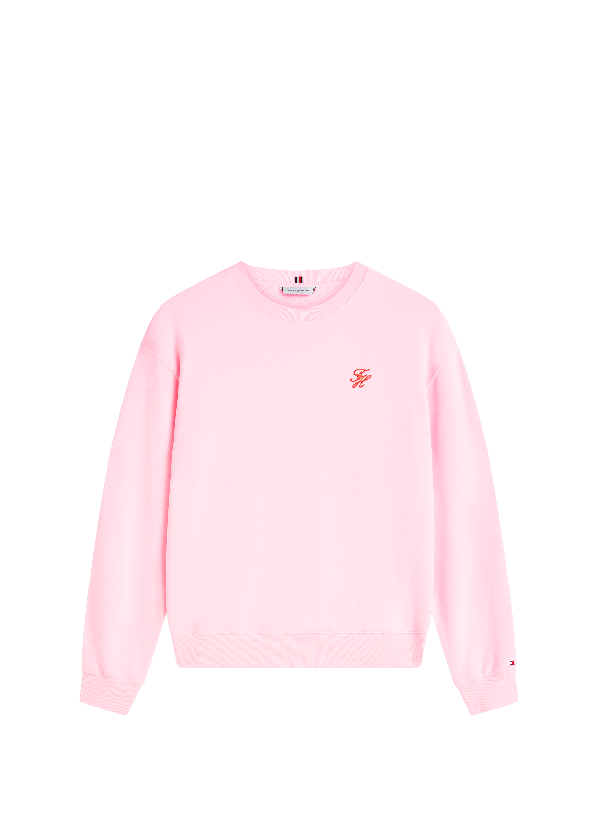 Sweat droit brodé en coton mélangé TOMMY HILFIGER Rose